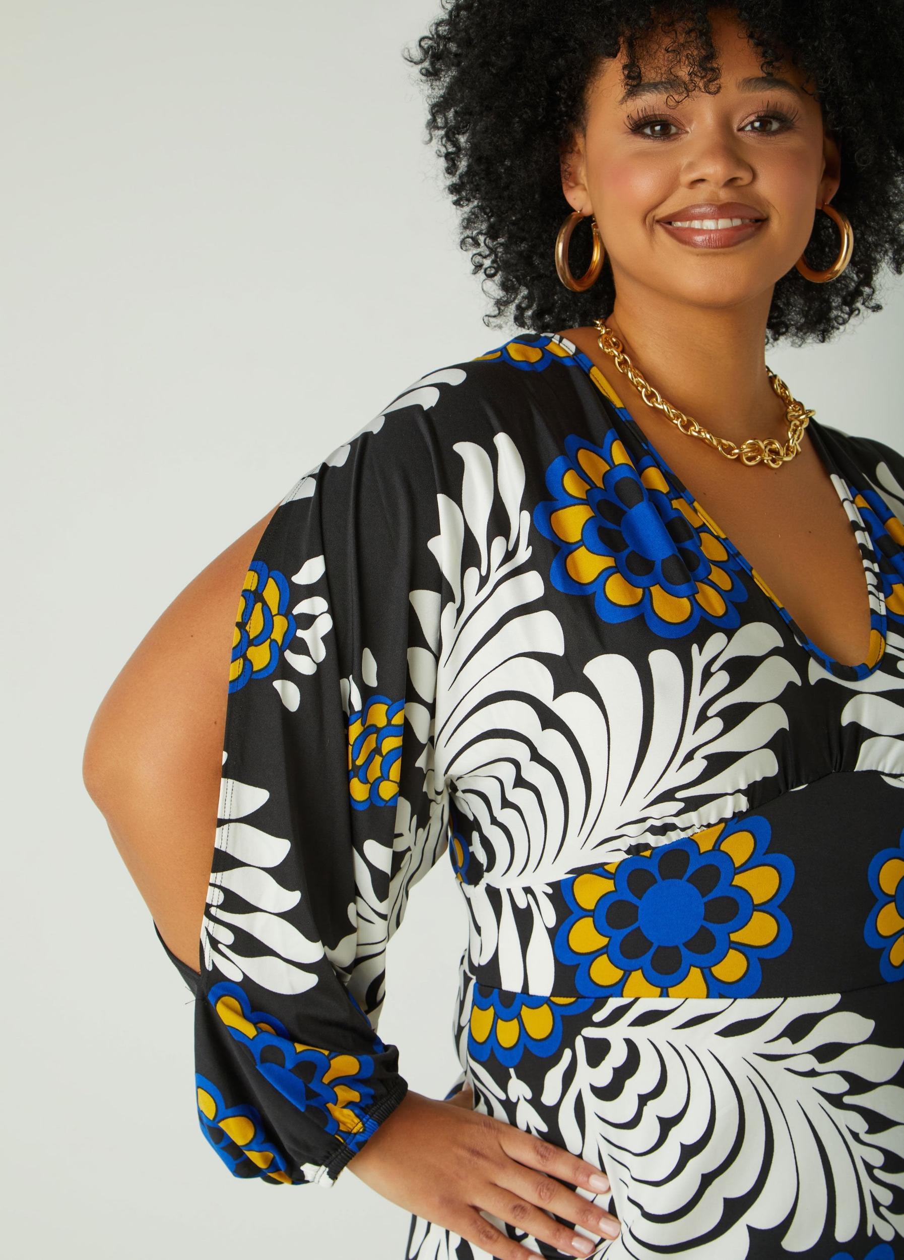 Plus Size Cutout Floral Maxi Dress Ashley Stewart Product Image