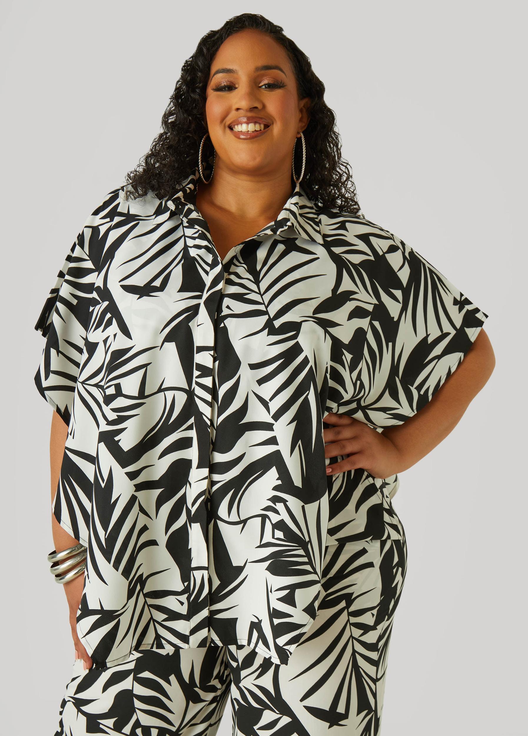 Leaf Print Wide Leg Pants Product Image