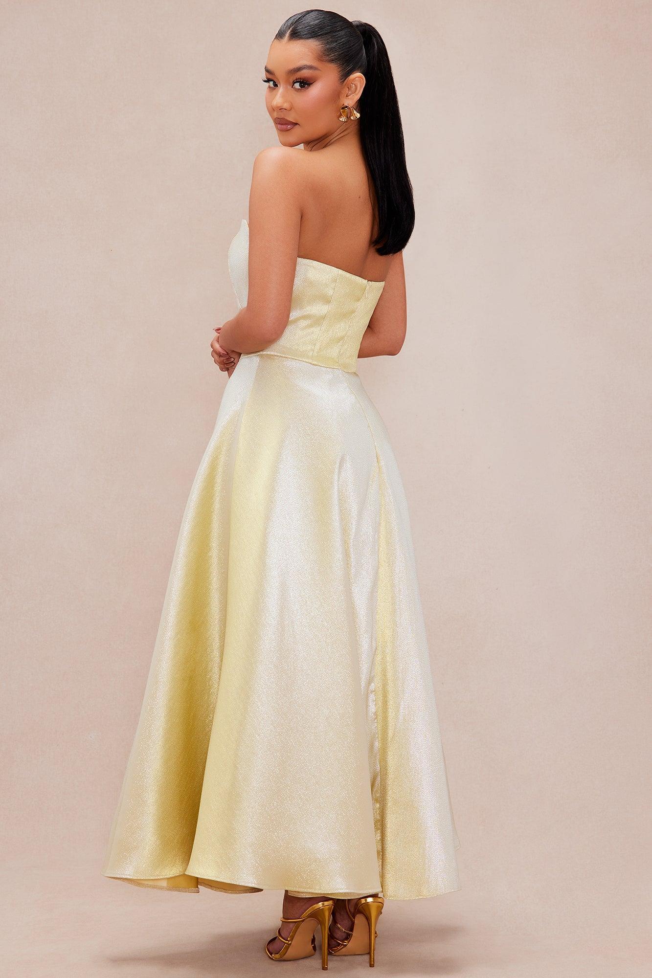 Mia Metallic Maxi Dress - Gold Product Image