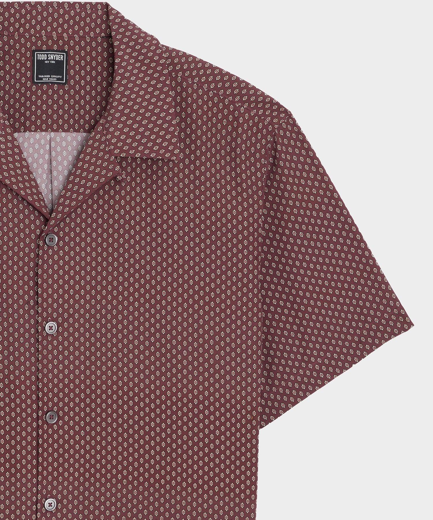 Cropped Silk Geo Camp Collar Shirt Product Image