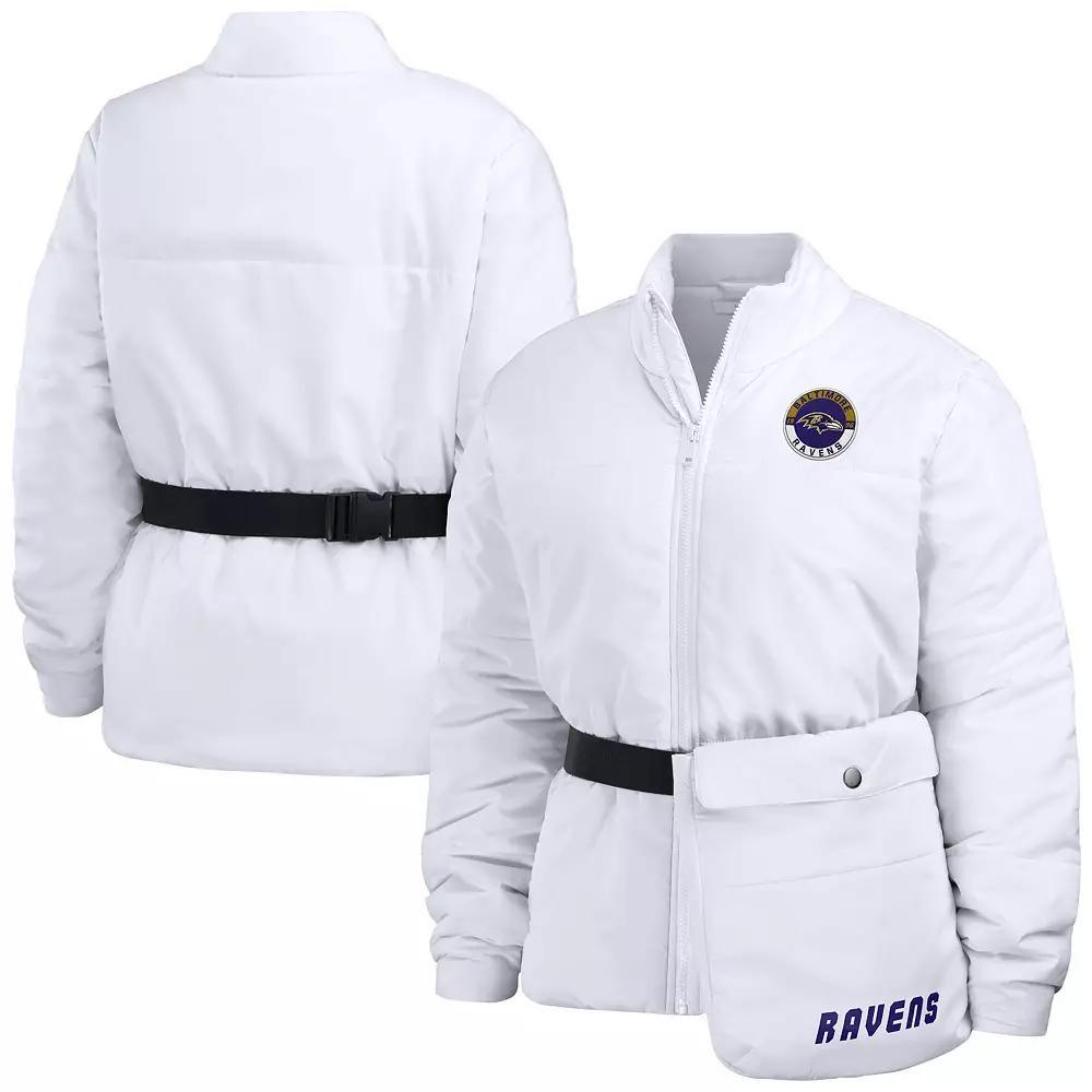 Women's WEAR by Erin Andrews  White New York Giants Packaway Full-Zip Puffer Jacket, Size: XL Product Image