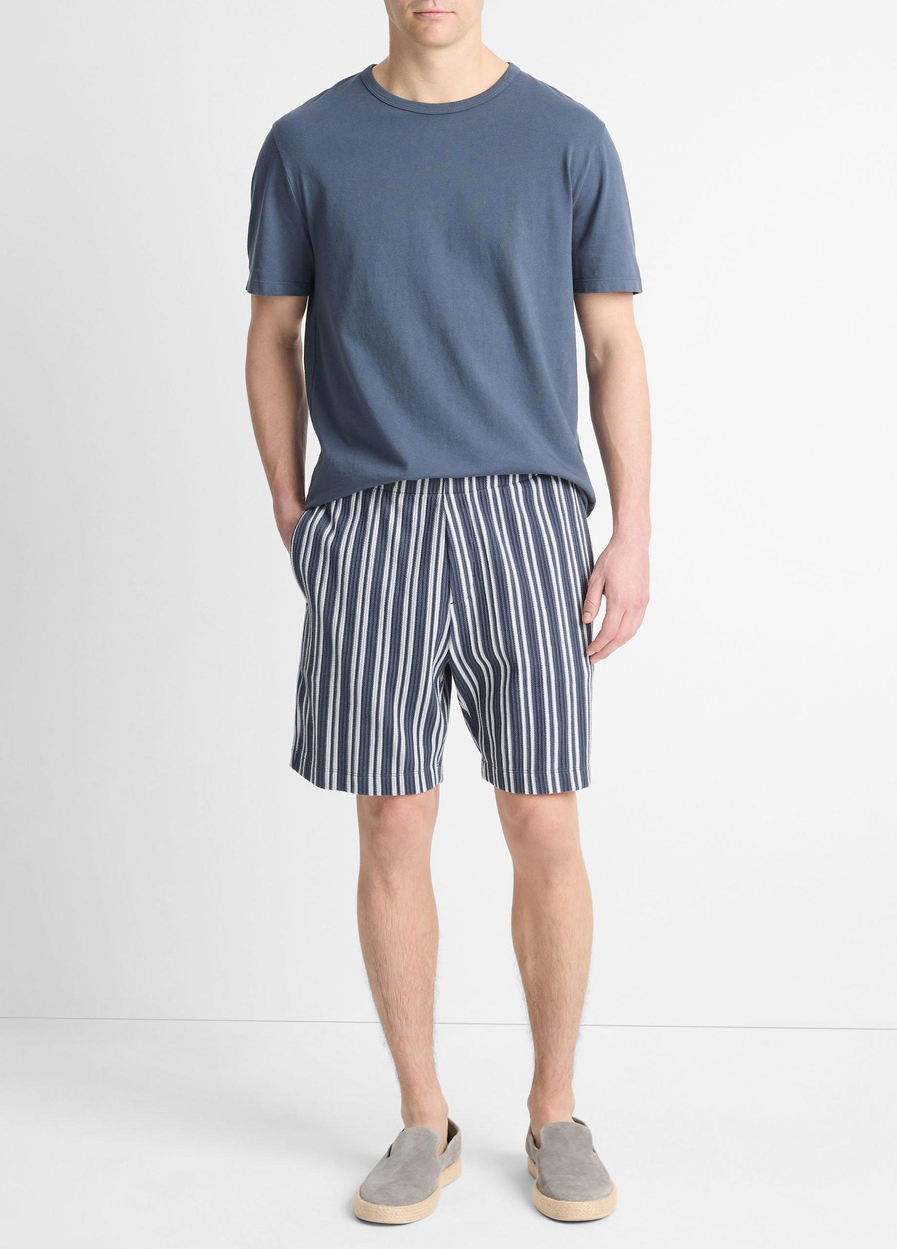 Mens Jacquard-Stripe Cotton-Blend Short, Venice Blue/blue Cloud, Size XXL Vince Product Image