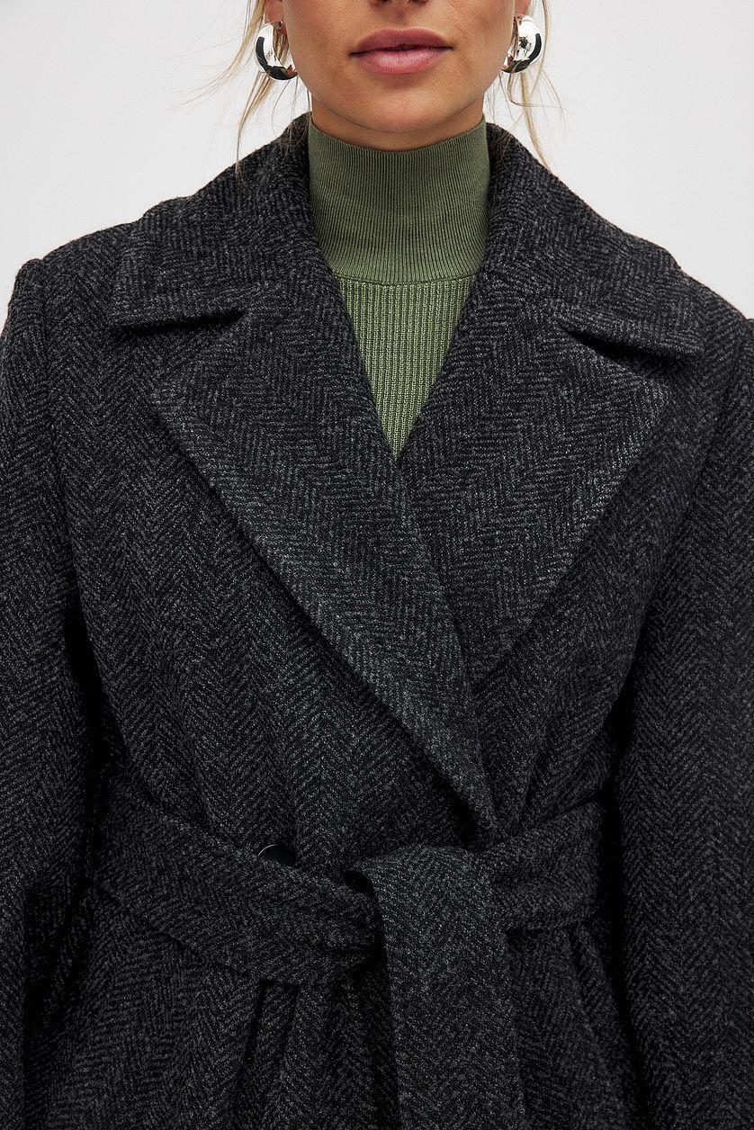 Herringbone Belted Coat Product Image