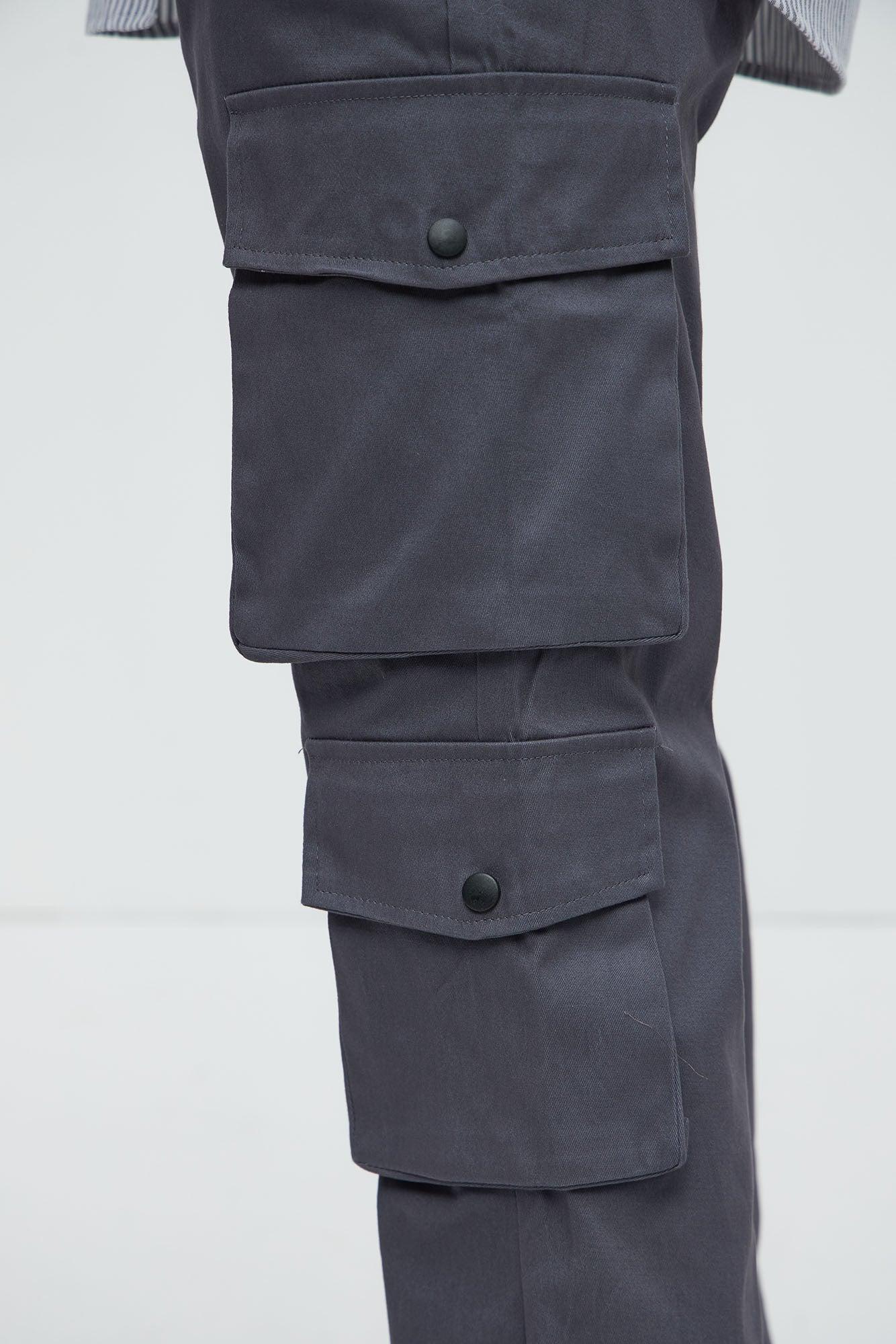 Stacked Skinny Flare 3 Way Cargo Pants - Grey Product Image