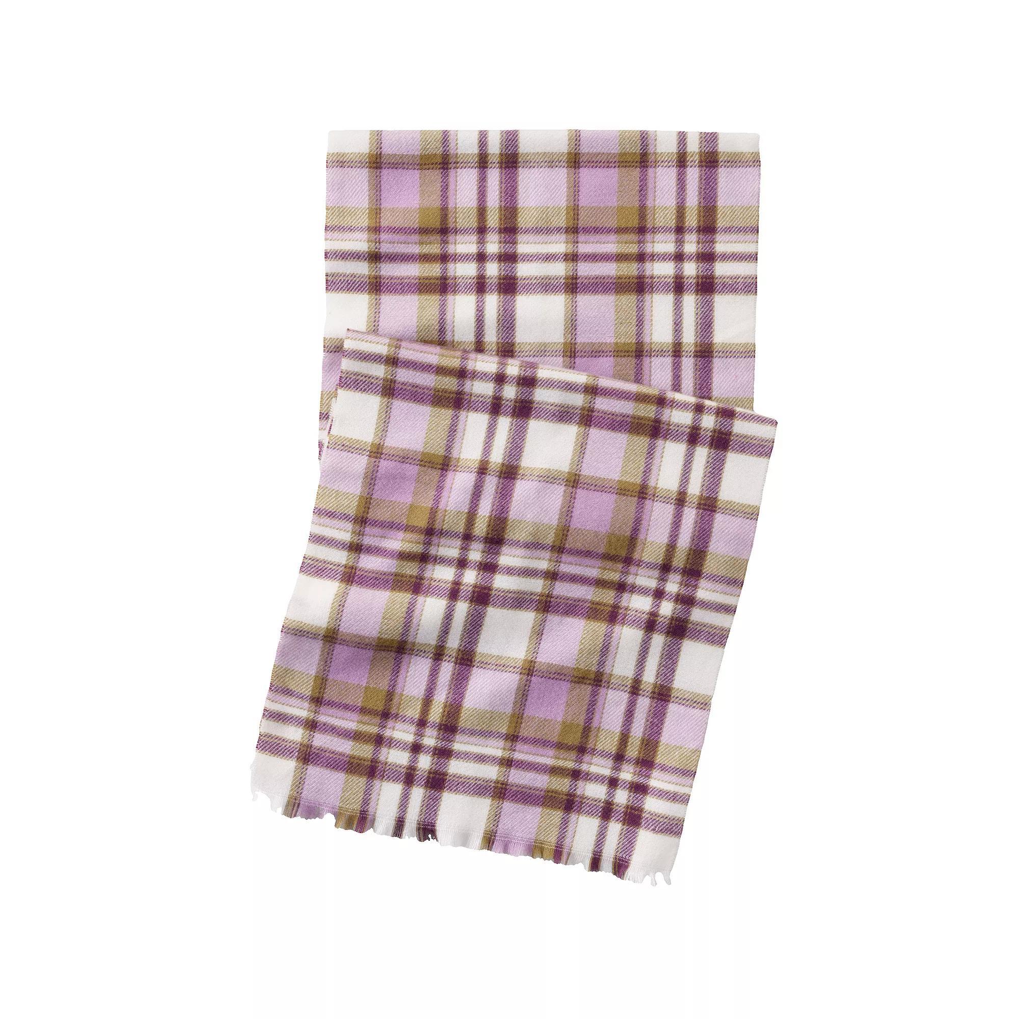 Women's Lands' End CashTouch Pattern Scarf, Ivory Plum Plaid Product Image