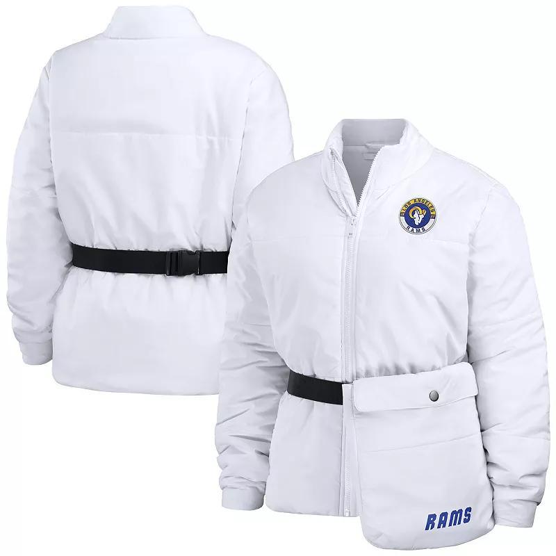 Women's WEAR by Erin Andrews  White Kansas City Chiefs Packaway Full-Zip Puffer Jacket, Size: 2XL Product Image
