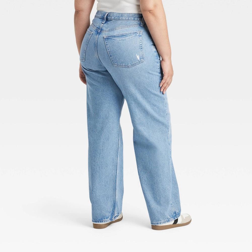 Women's Mid-Rise 90's Baggy Jeans - Universal Thread™ Blue 12: Relaxed Fit, Full Length, Denim, No Stretch, Machine Washable Product Image