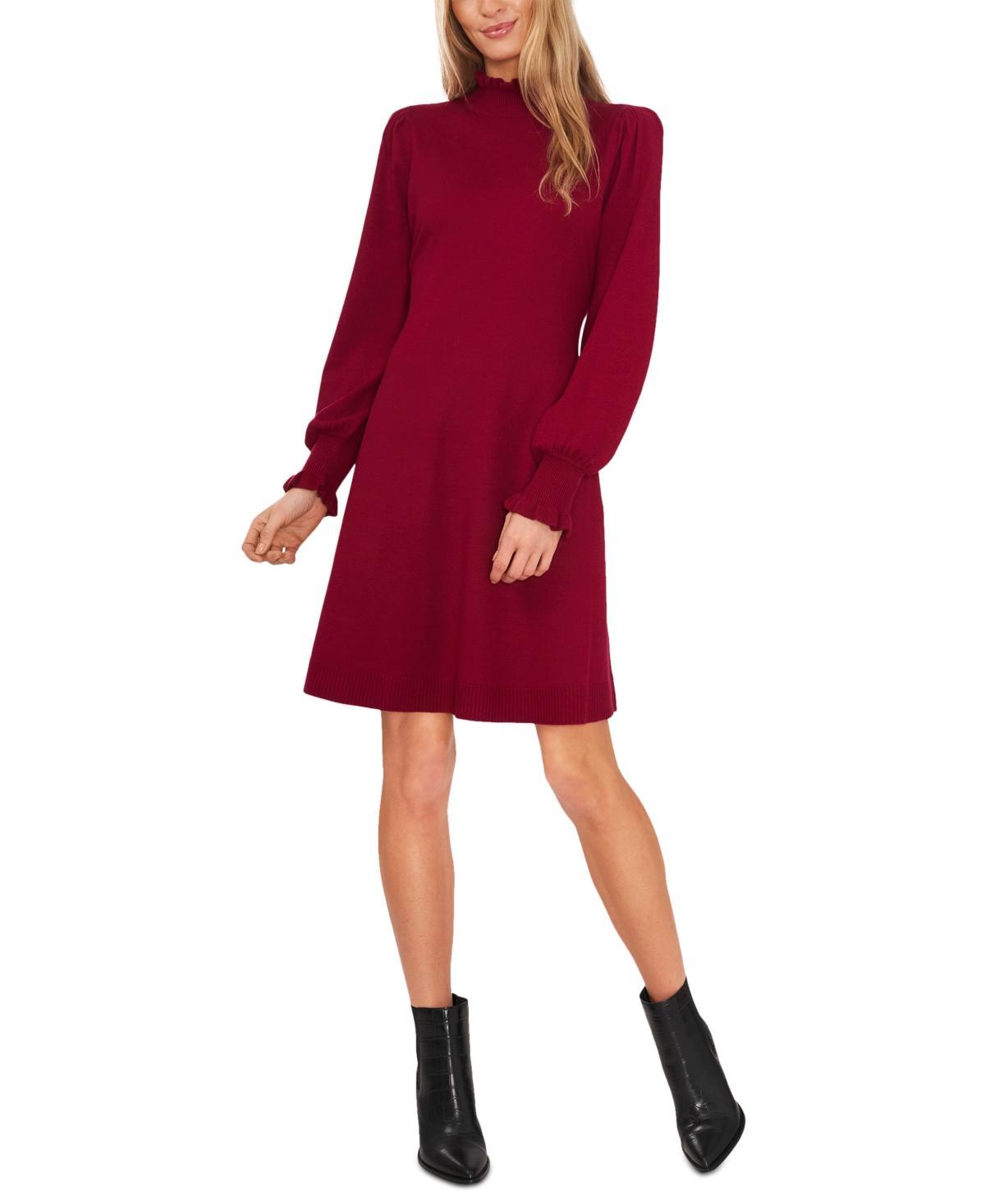 CeCe Mock Neck Sweaterdress (Deep Merlot) Women's Clothing Product Image