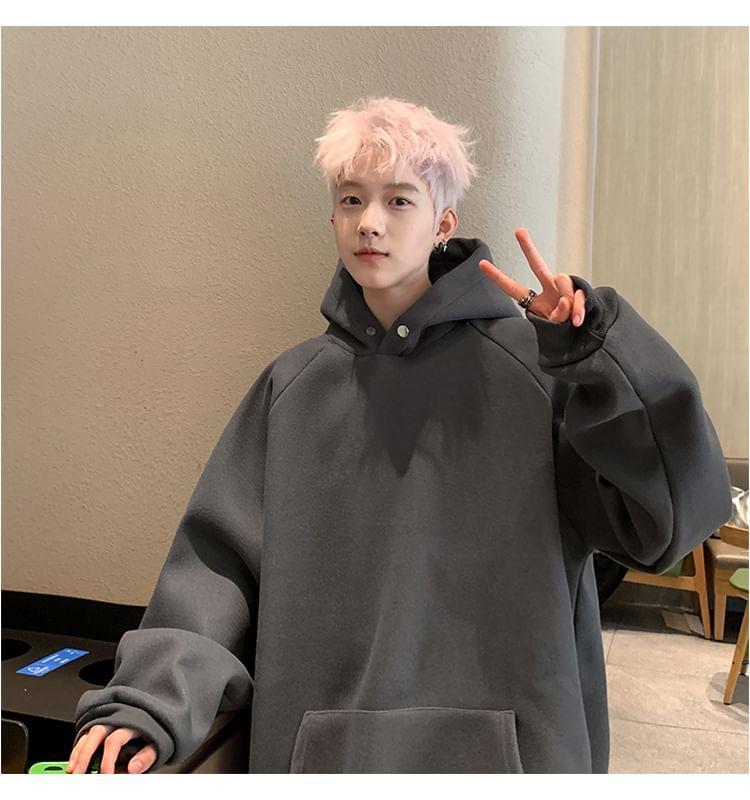 Long-Sleeve Plain Hoodie Product Image