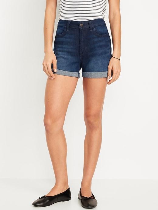 High-Waisted Wow Jean Shorts -- 3-inch inseam Product Image