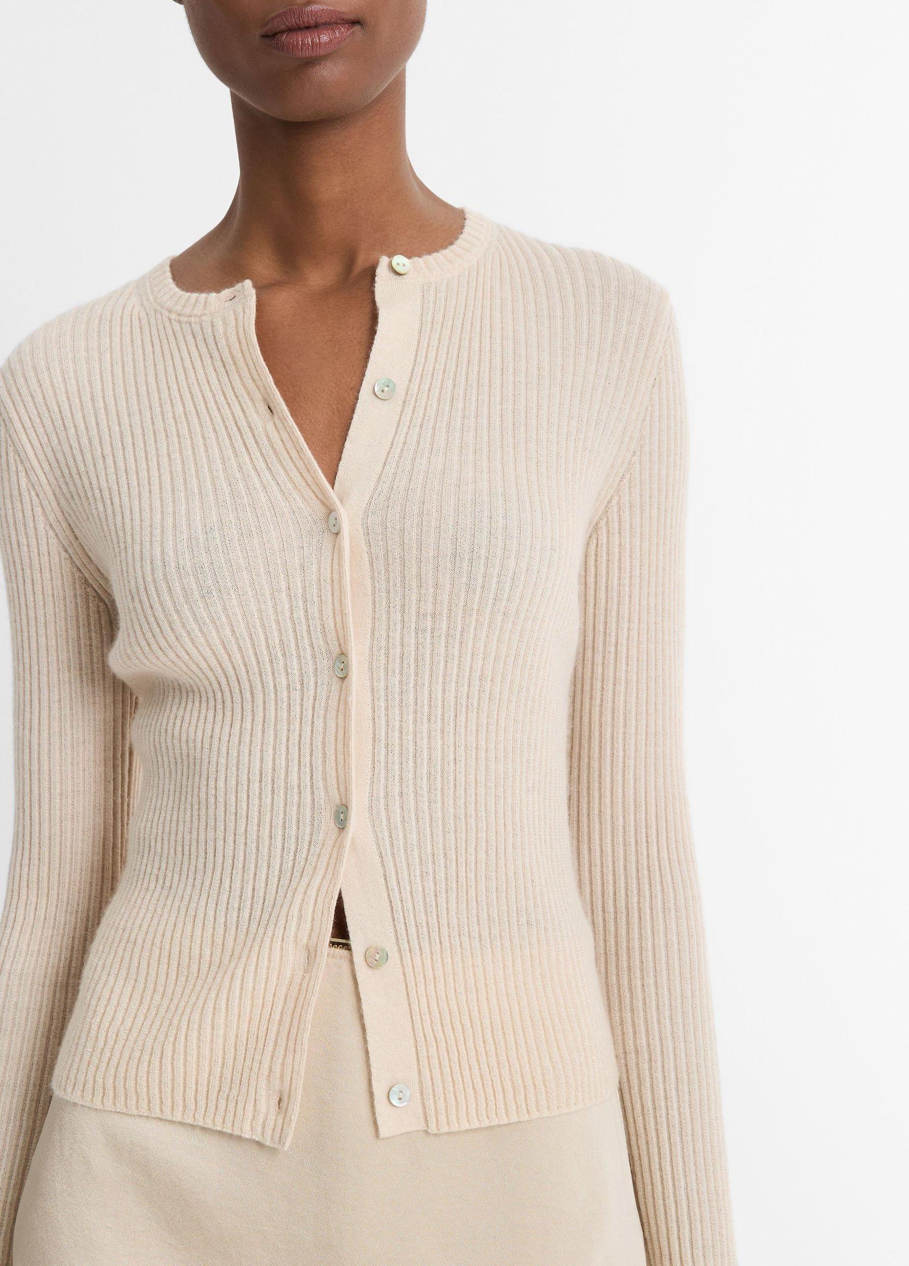 Womens Cashmere-Silk Ribbed Cardigan, Deep Rosewood, Size XXS Vince Product Image