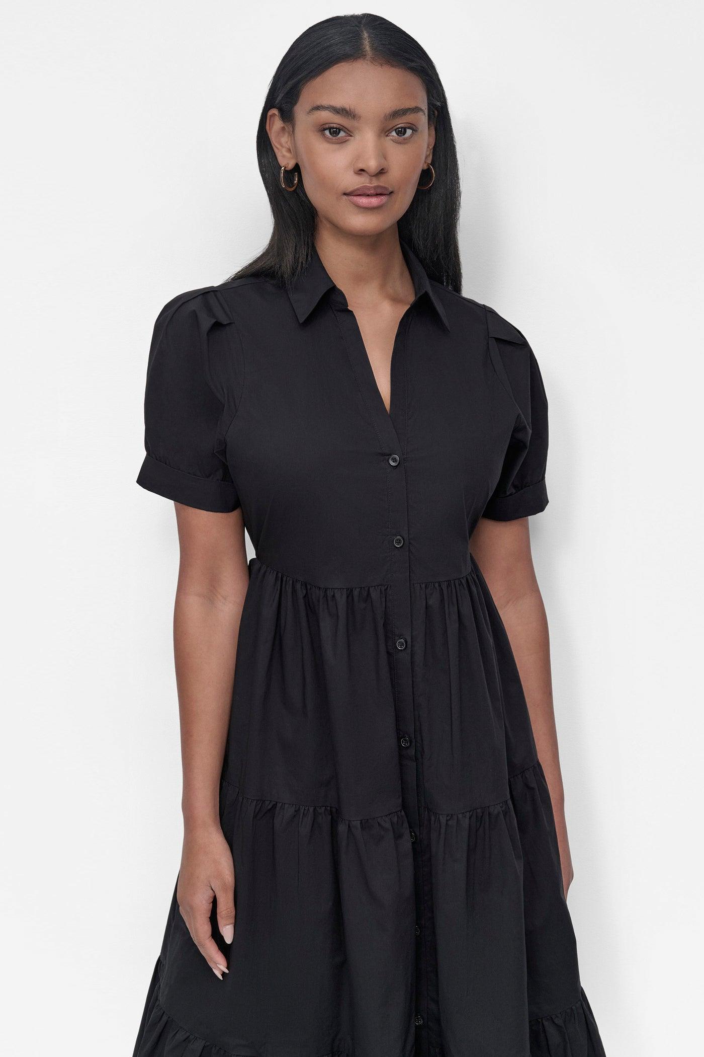 TIERED MIDI SHIRT DRESS Product Image