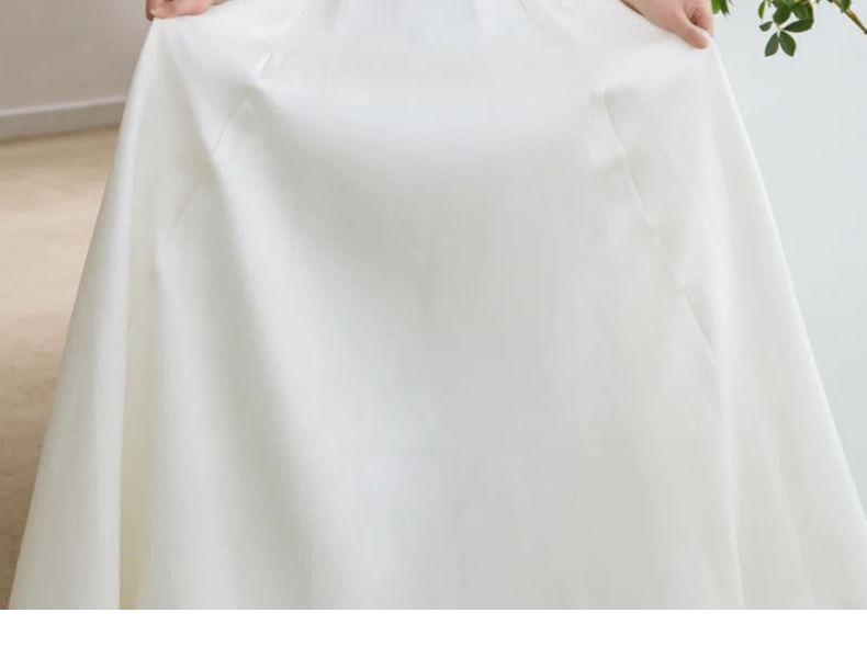 Tie Shoulder Plain Maxi A-Line Wedding Dress Product Image