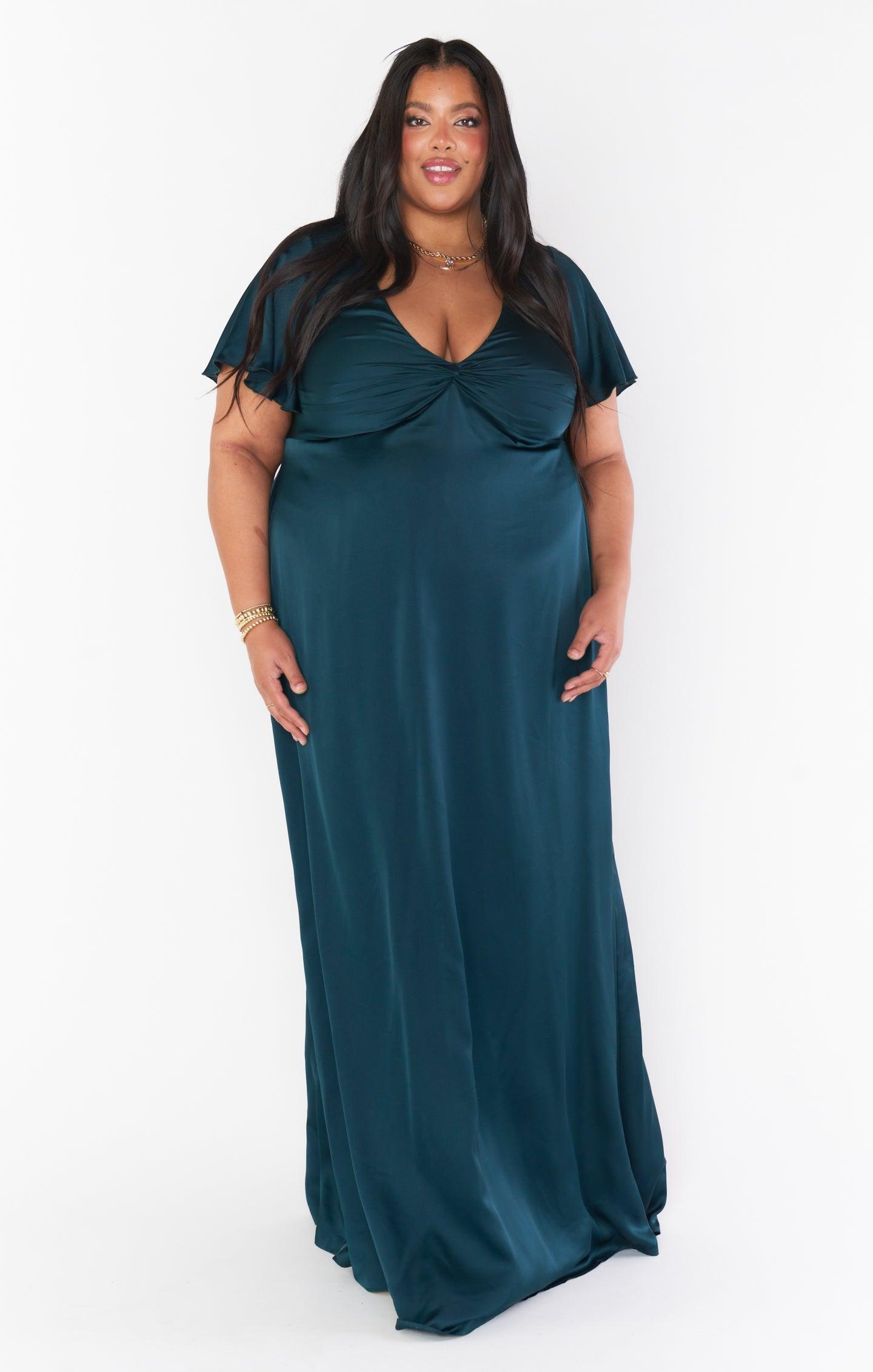 Rome Twist Gown ~ Deep Emerald Luxe Satin Product Image