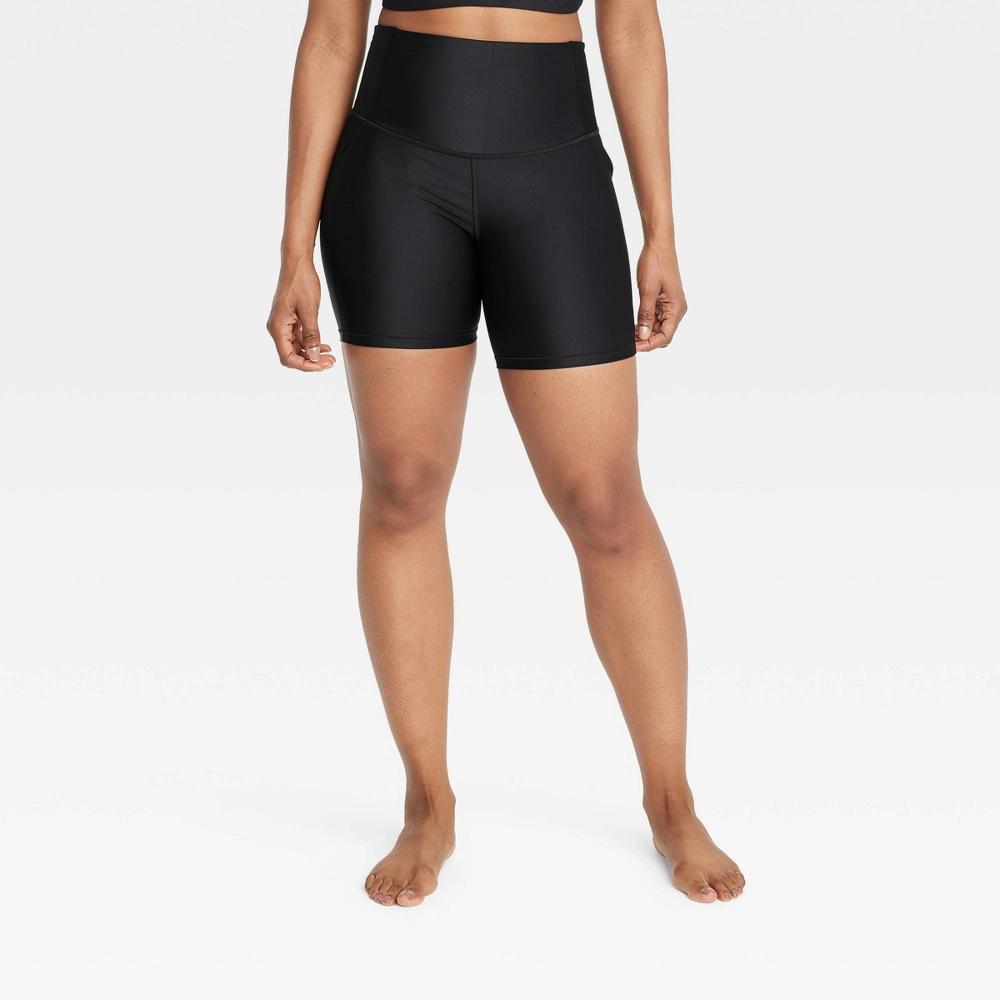 Women's Effortless Support High-Rise Pocketed Bike Shorts 6" - All In Motion™ Black XL: Moisture Wicking, Quick Drying, UPF 50+ Product Image