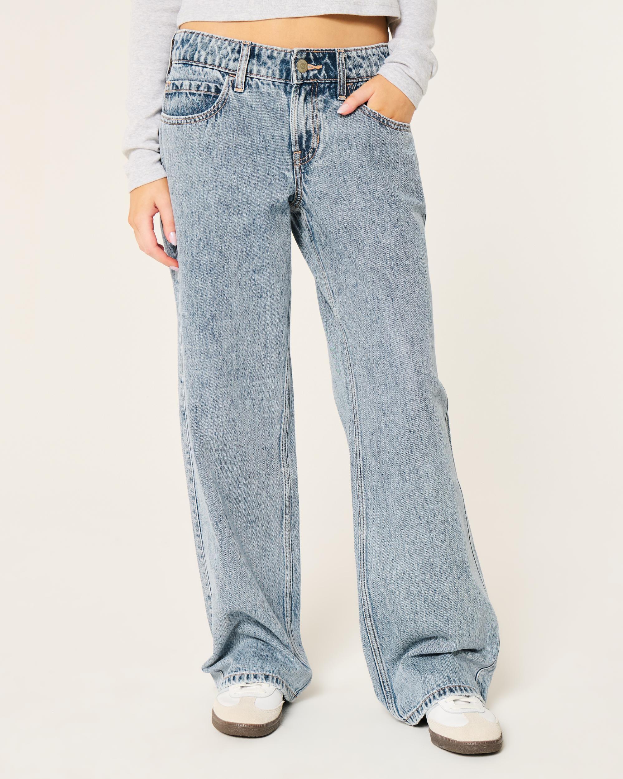 Low-Rise Medium Wash Baggy Jeans Product Image