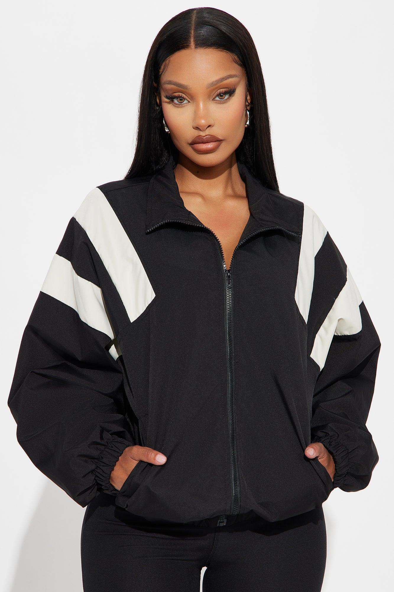 Always On The Move Windbreaker - Black/White Product Image