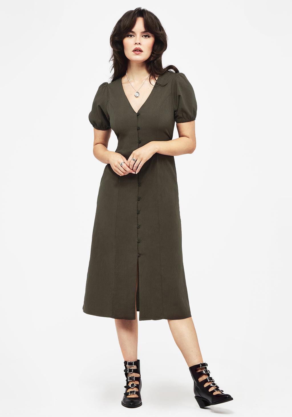 Rosette Button Up Midi Dress Product Image