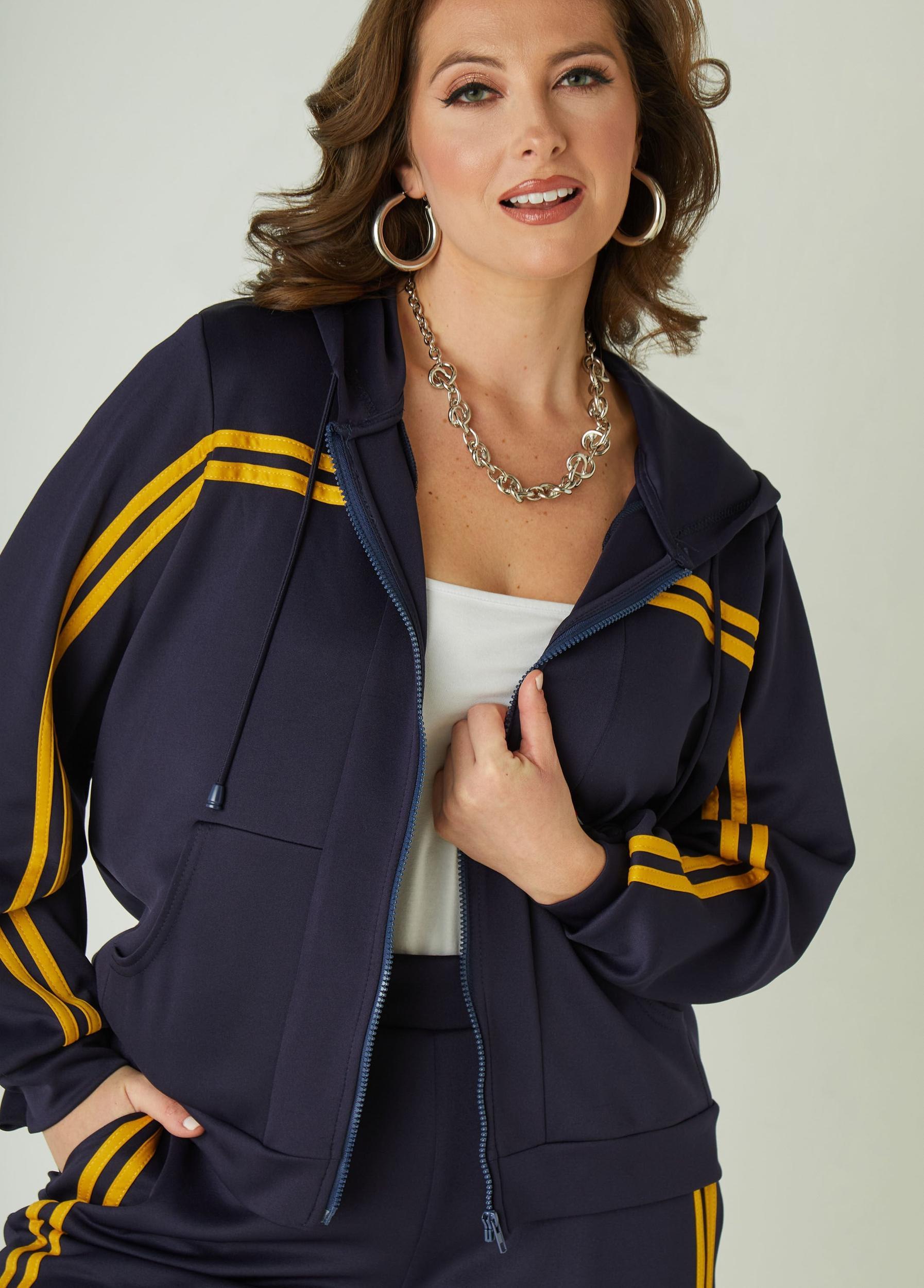 Hooded Striped Track Jacket Product Image