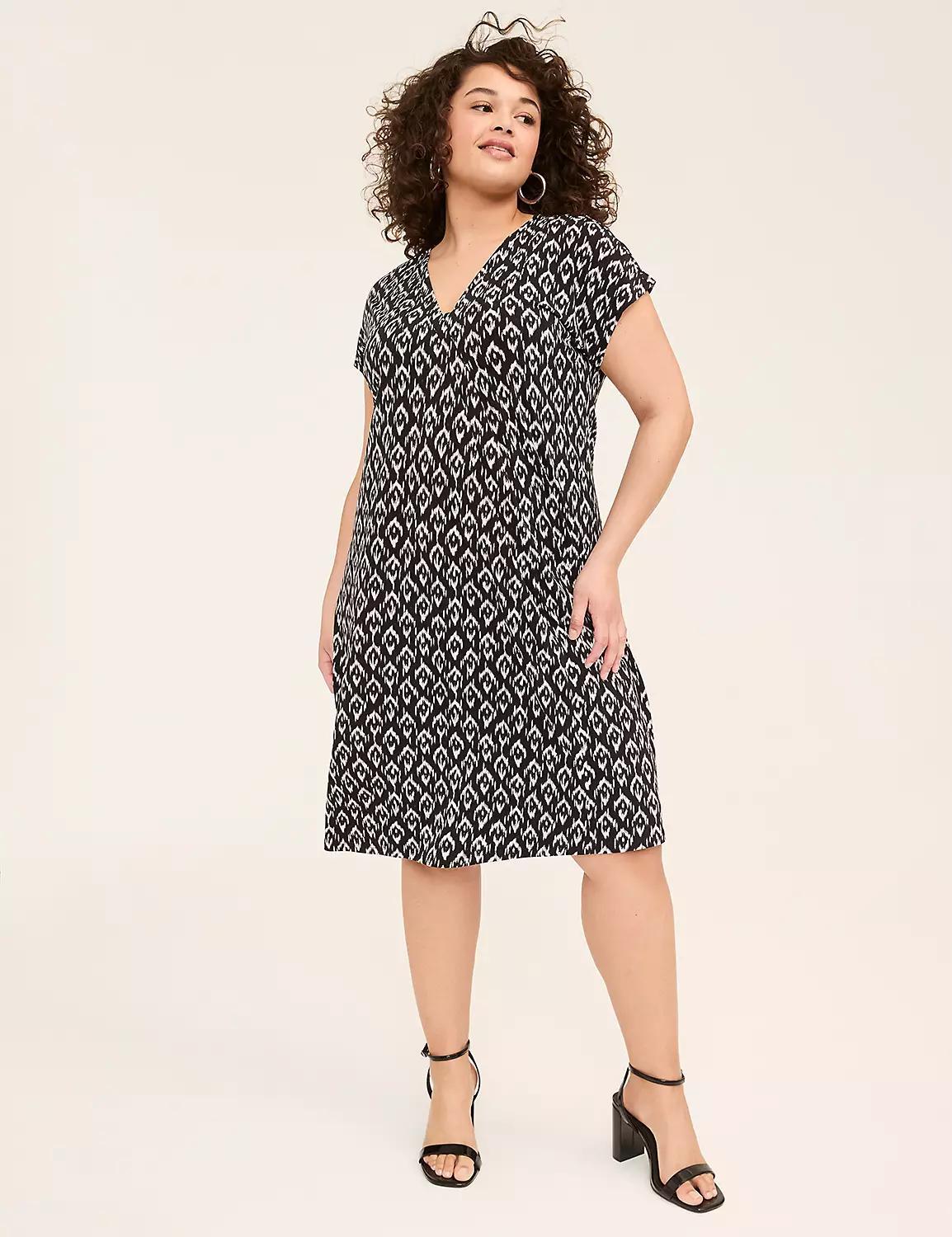 V-Neck Pleat-Front Jersey Dress Product Image