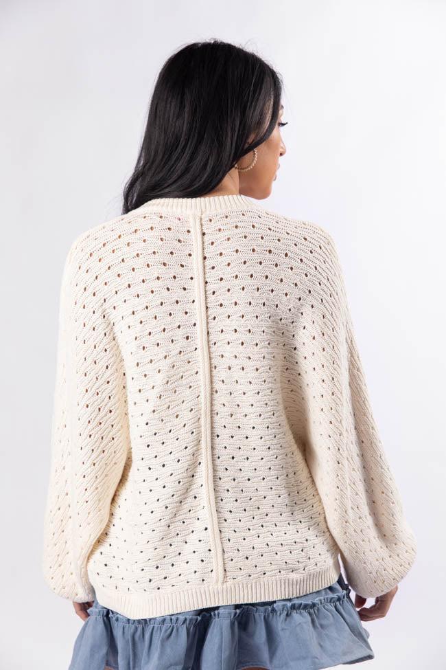 Waited For This Cream Open Knit Henley Sweater SALE Product Image