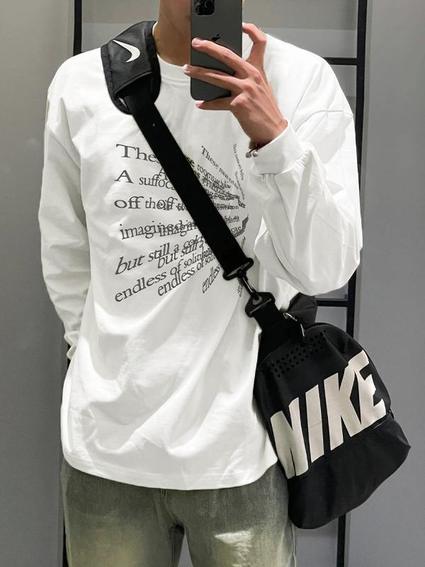 Men's Letter Print Pullover Long Sleeve Tee Product Image