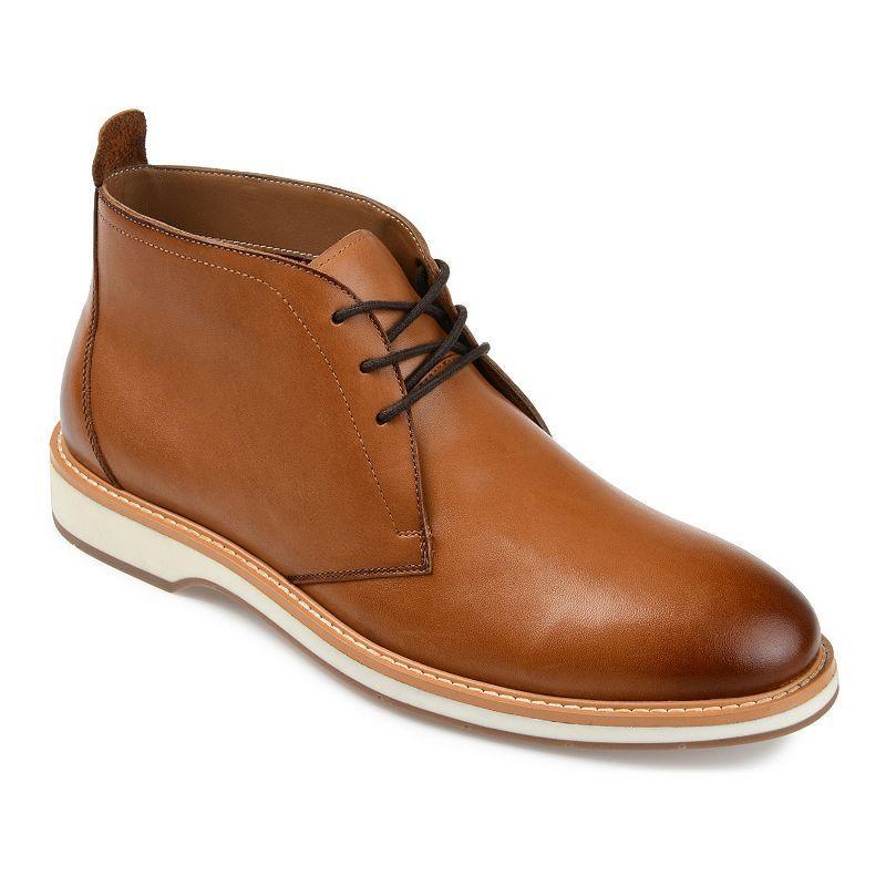 Thomas & Vine Booker Mens Leather Plain Toe Chukka Boots Red Product Image