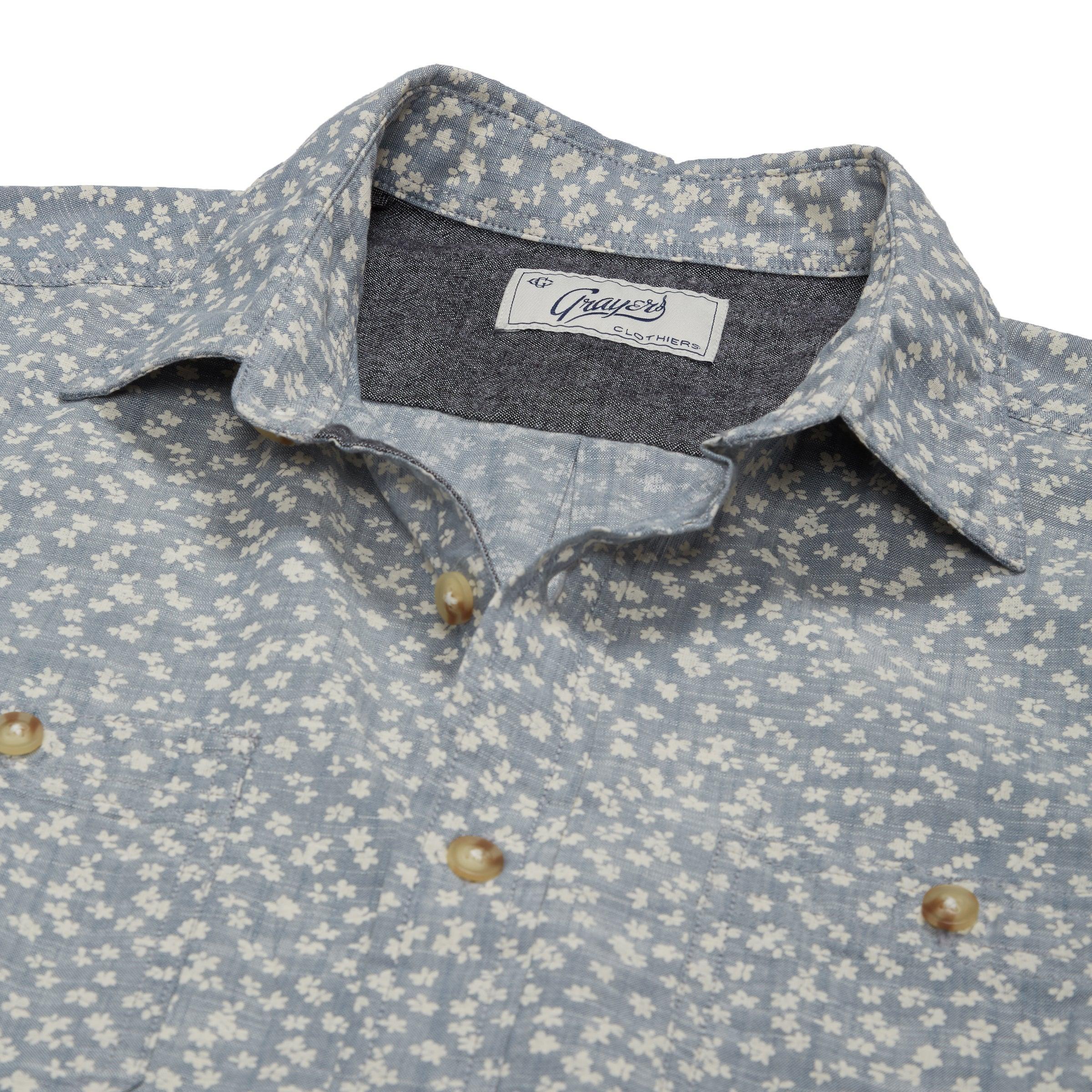 Drayton Printed Chambray Shirt - Aegean Blue Whisper (Final Sale)* Product Image