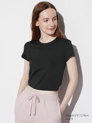 Womens Ultra Stretch AIRism Cropped T-Shirt Black 2XL UNIQLO US Product Image