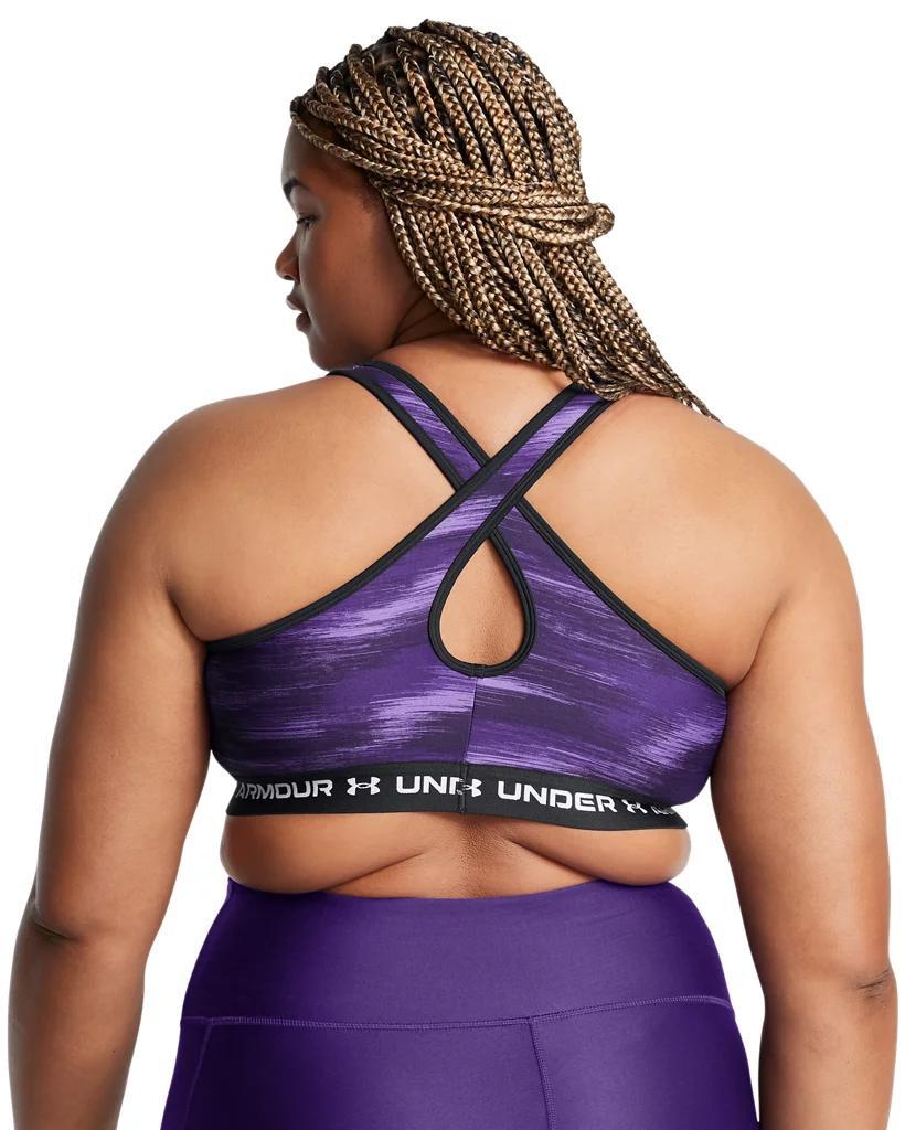 Plus Size Under Armour Crossback Mid Print Bra, Women's, Size: 3XL, Purple Product Image