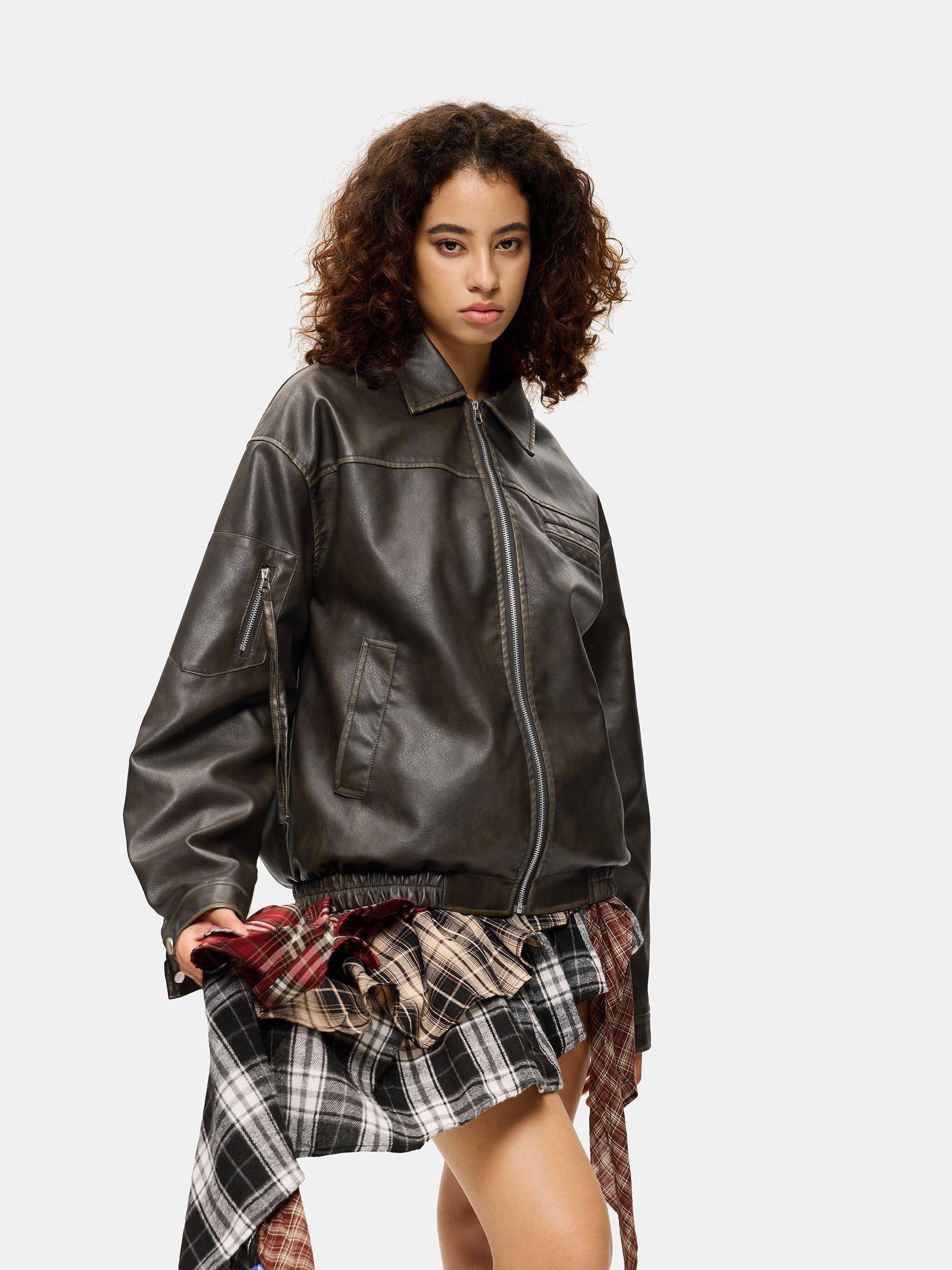 Aelfric Eden Multi Pocket Faux Leather Cropped Jacket Product Image