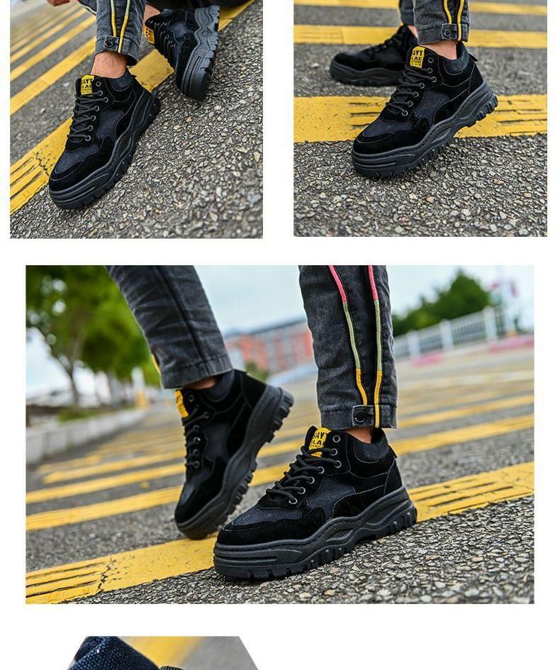 Platform Washed Lace-Up Sneakers Product Image