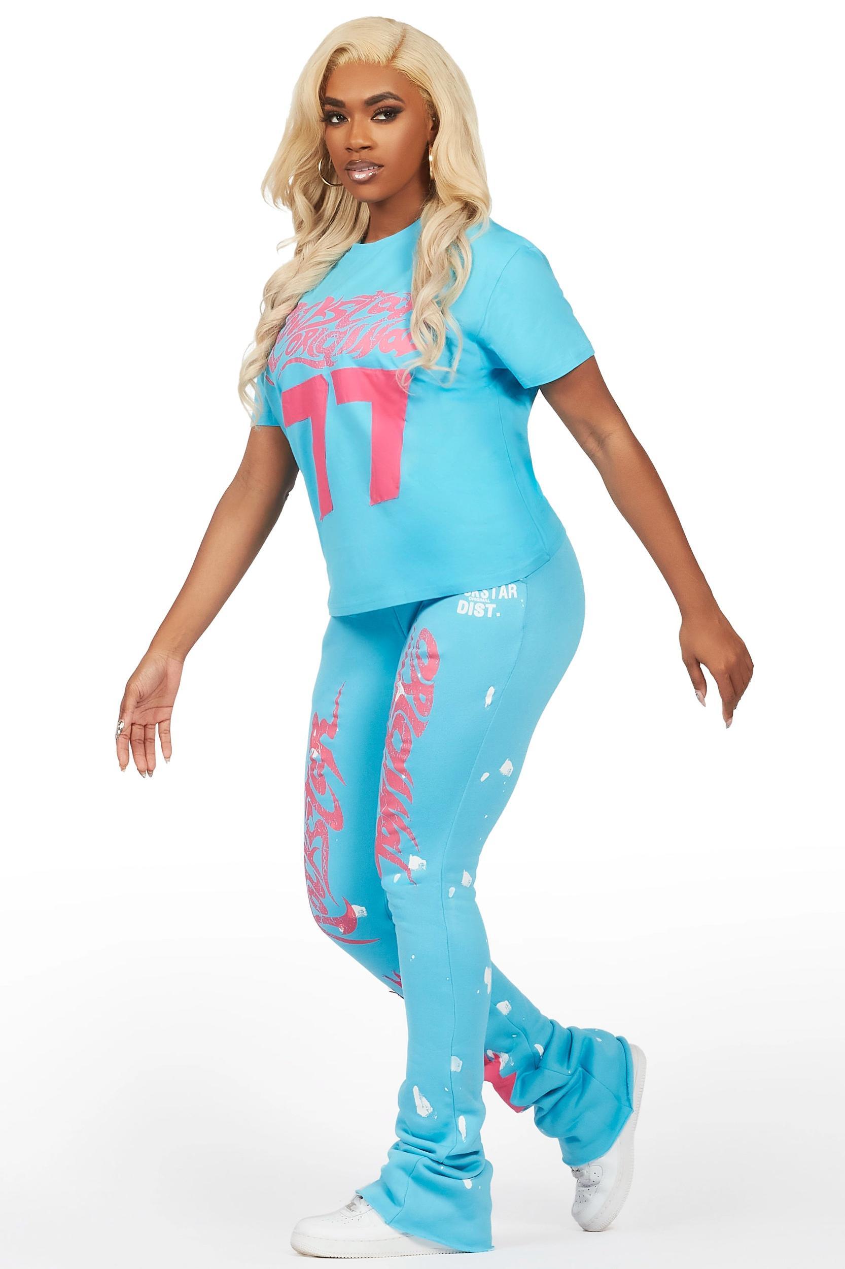 Tayonna Blue T-Shirt Trackset Female Product Image