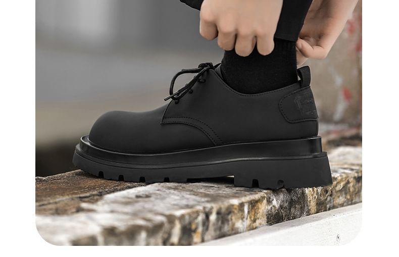 Faux Leather Lace-Up Oxford Shoes Product Image