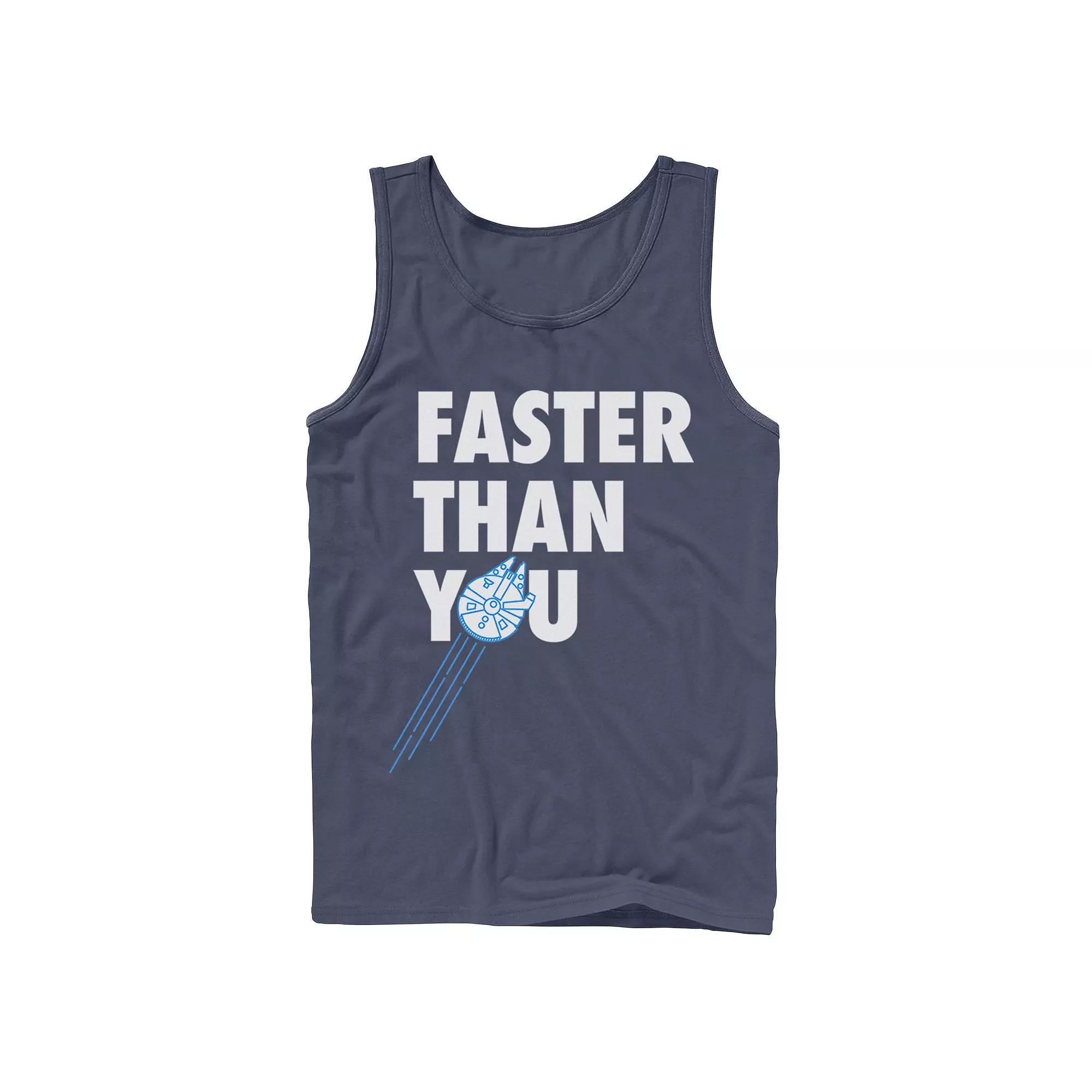 Mens Star Wars Faster Than You Quote Tank Top Blue Product Image