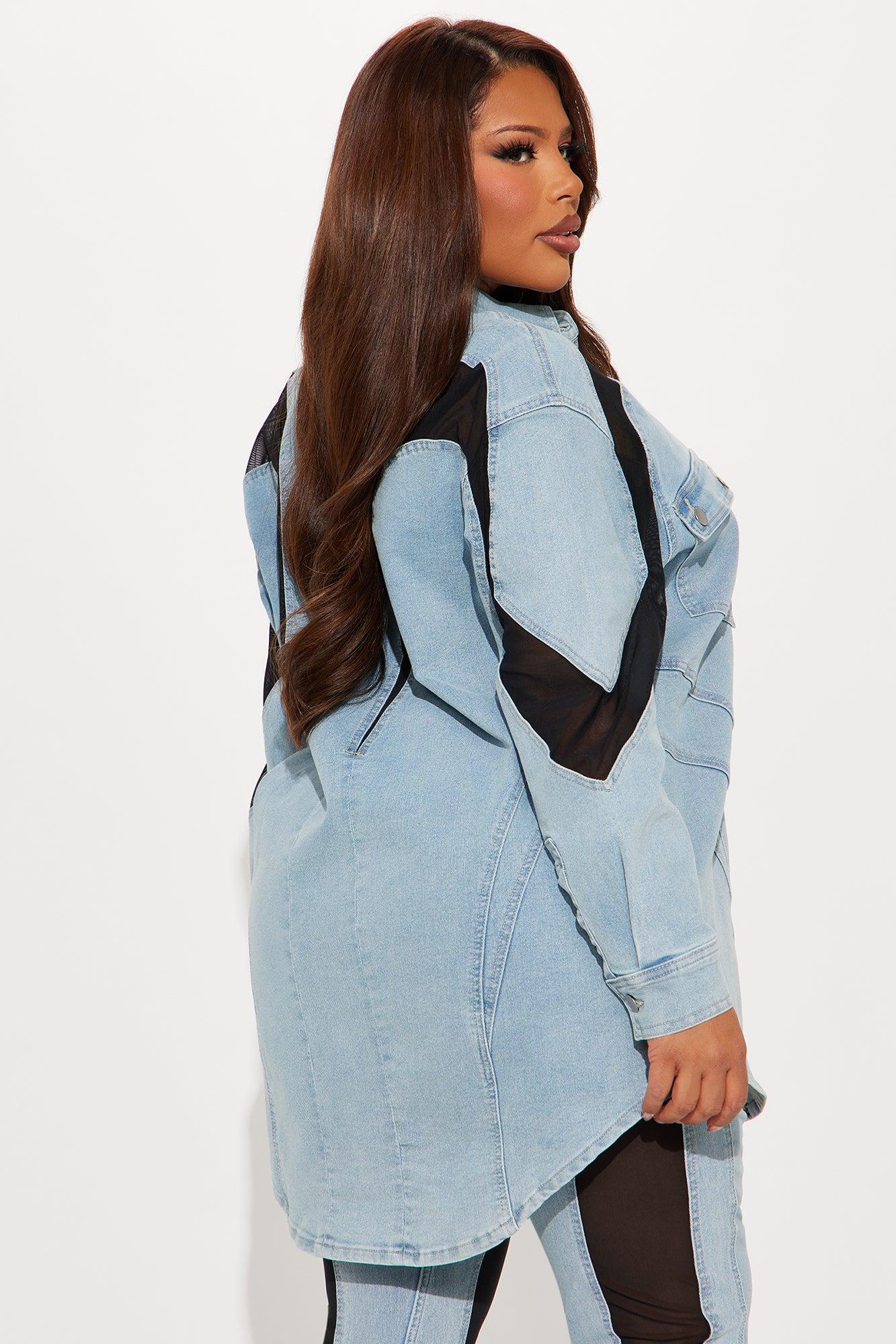 Switching Gears Stretch Denim Shacket - Light Wash Female Product Image