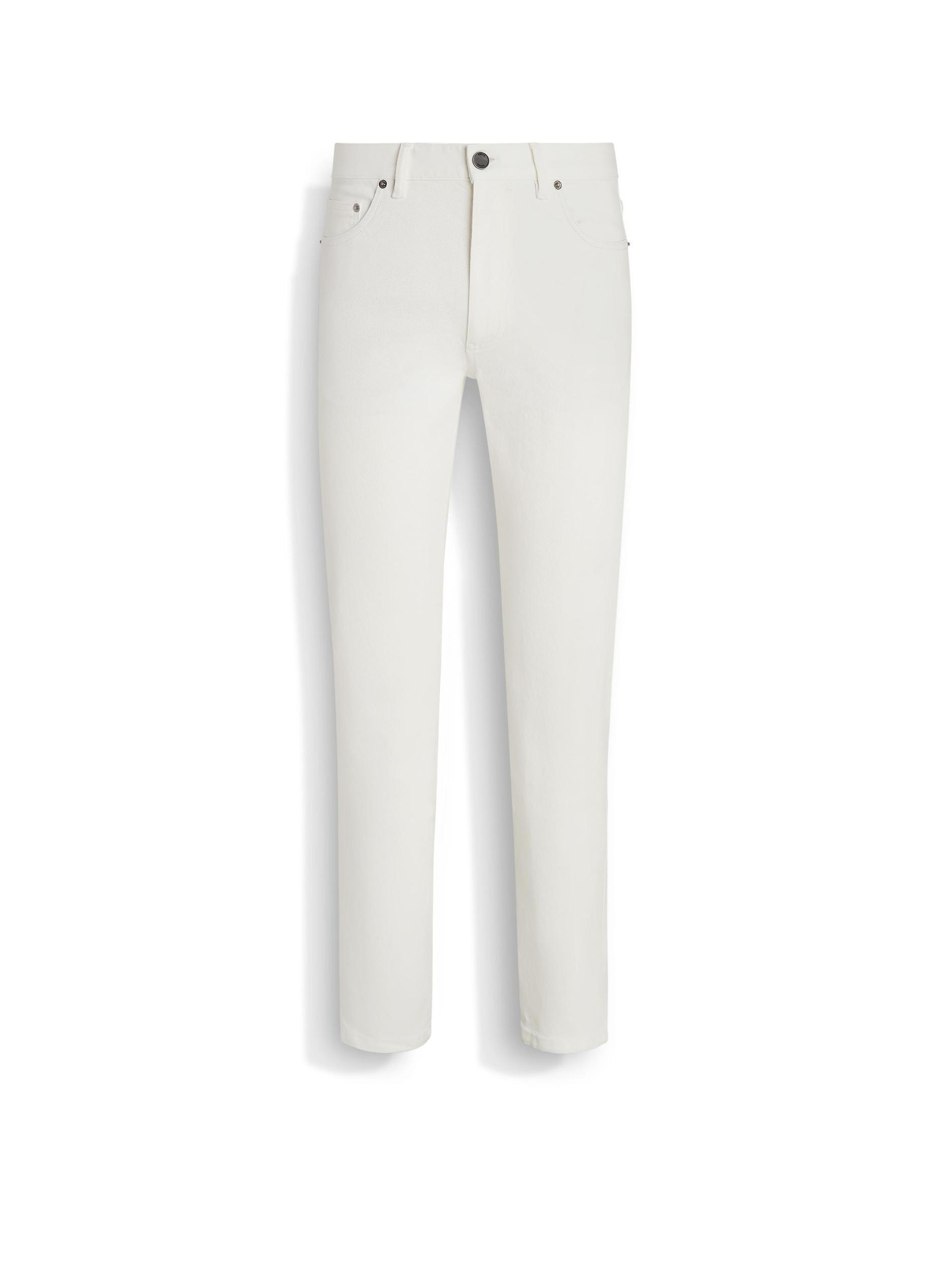 ZEGNA White Rinse-washed Stretch Cotton Roccia Jeans Product Image