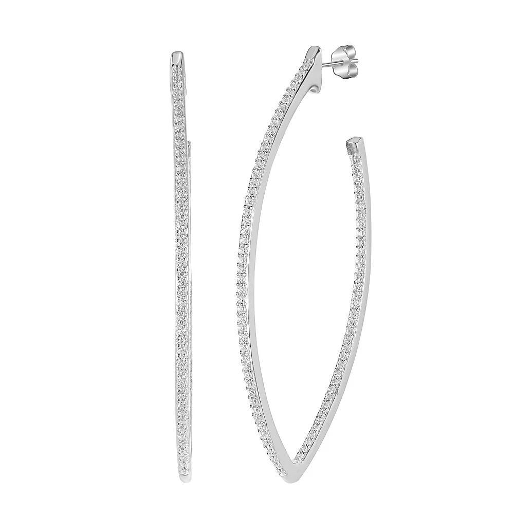 Judy Crowell Sterling Silver Marquis CZ Hoop Earrings, Women's Product Image