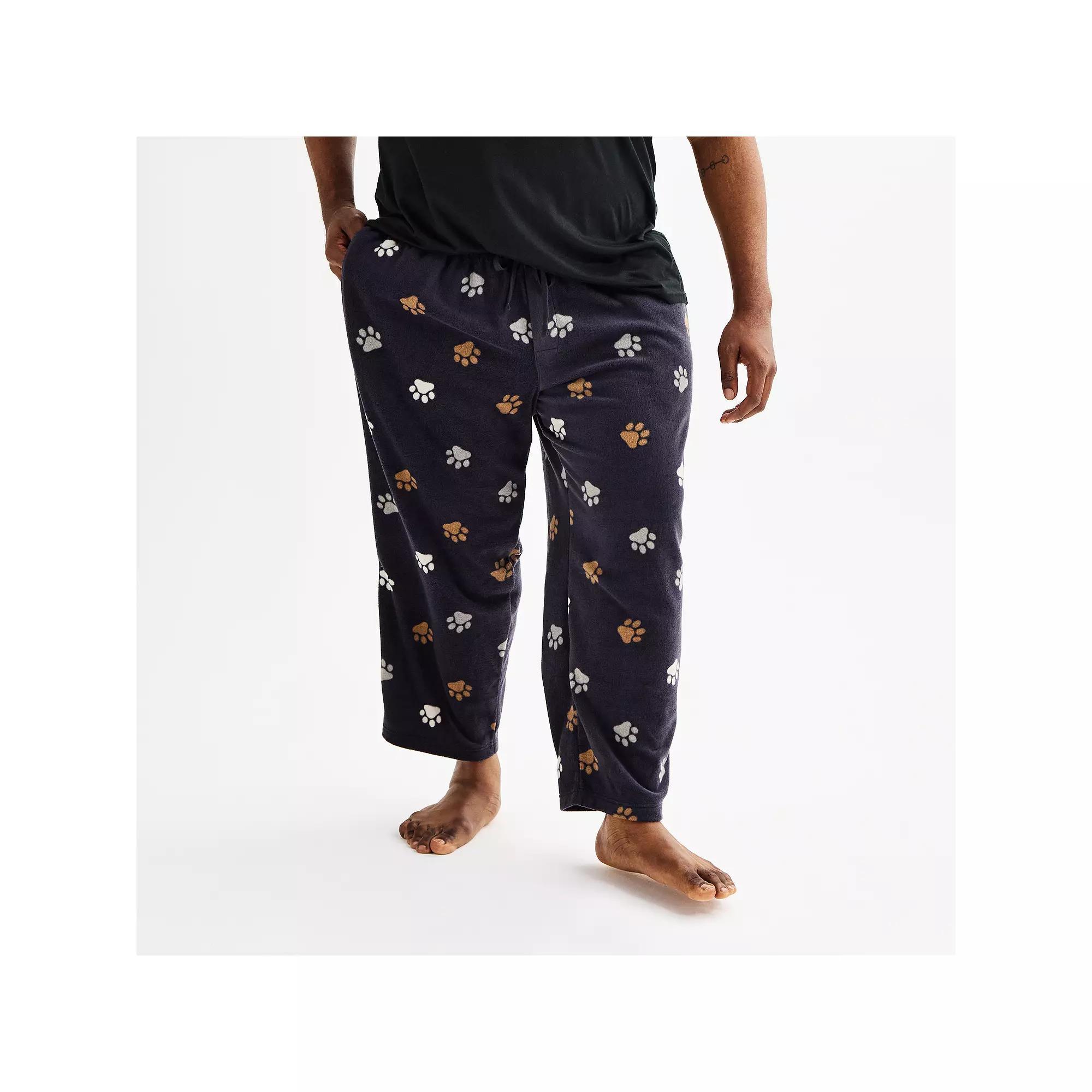 Big & Tall Sonoma Goods For Life® Microfleece Pajama Pants, Men's, Size: 3XL Tall, Dog Paw Blue Product Image