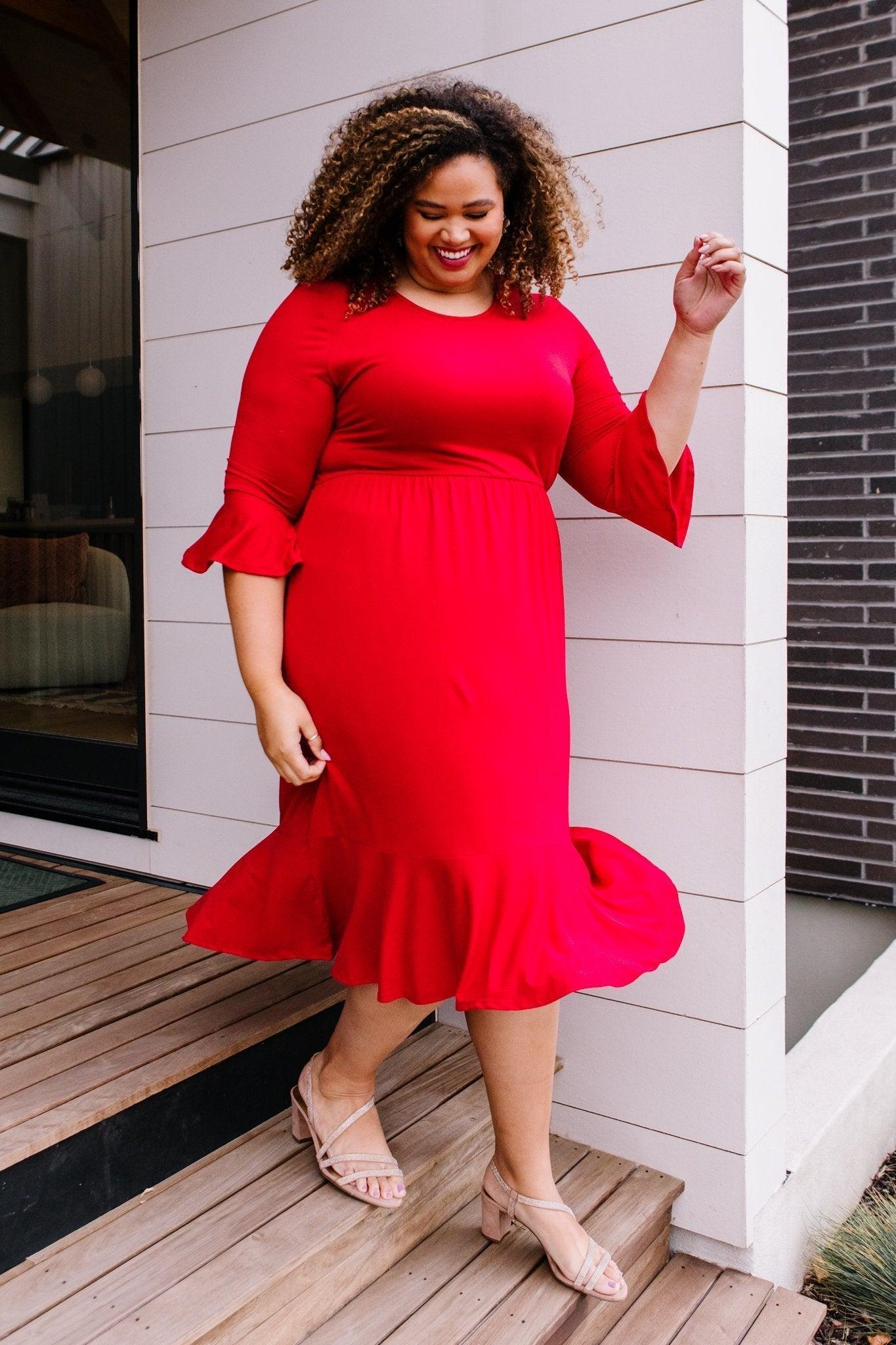 Cloudy Skies Dress in Crimson (Online Exclusive) Product Image
