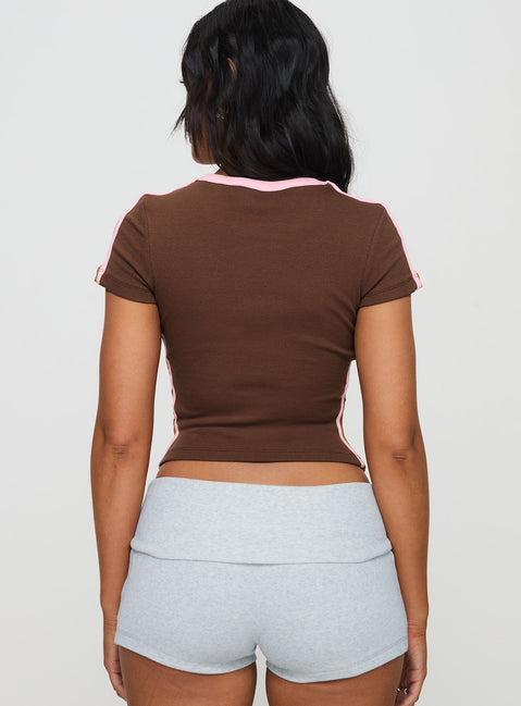 Baseline Scoop Rib Tee Brown / Pink Product Image