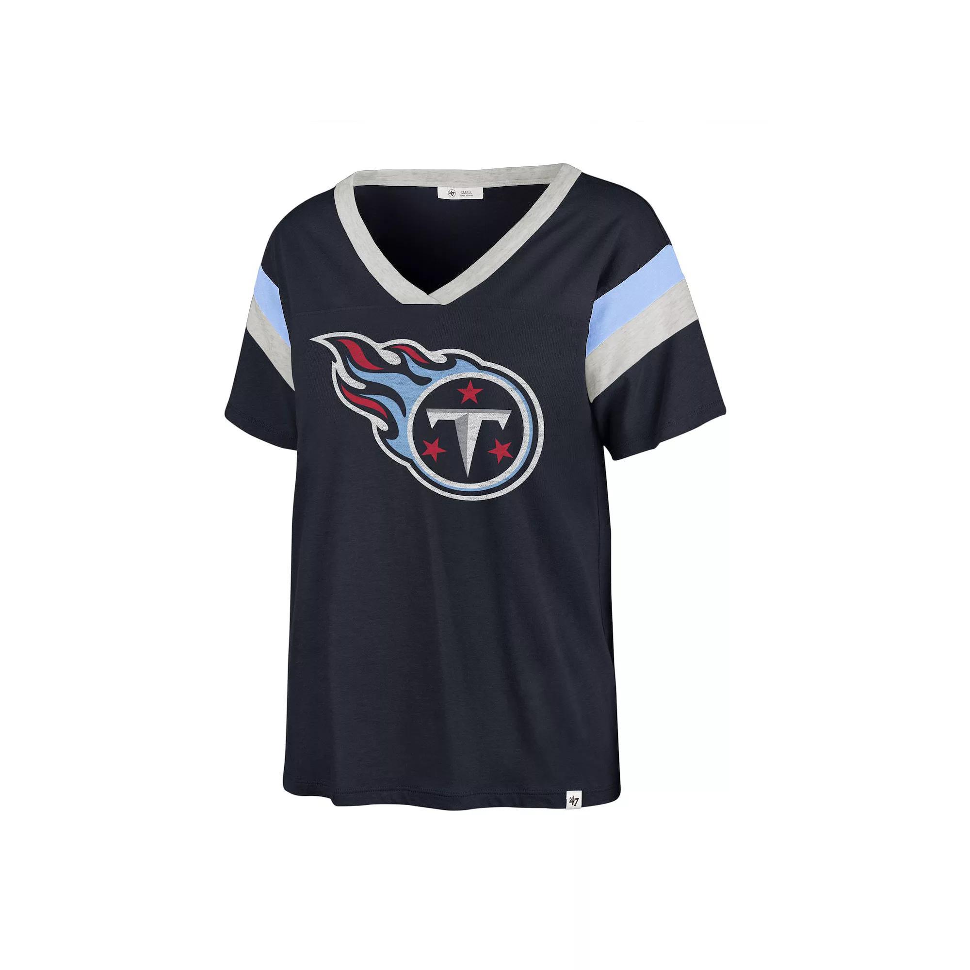 Women's '47 Navy Tennessee Titans Phoenix V-Neck T-Shirt, Size: Medium, Blue Product Image