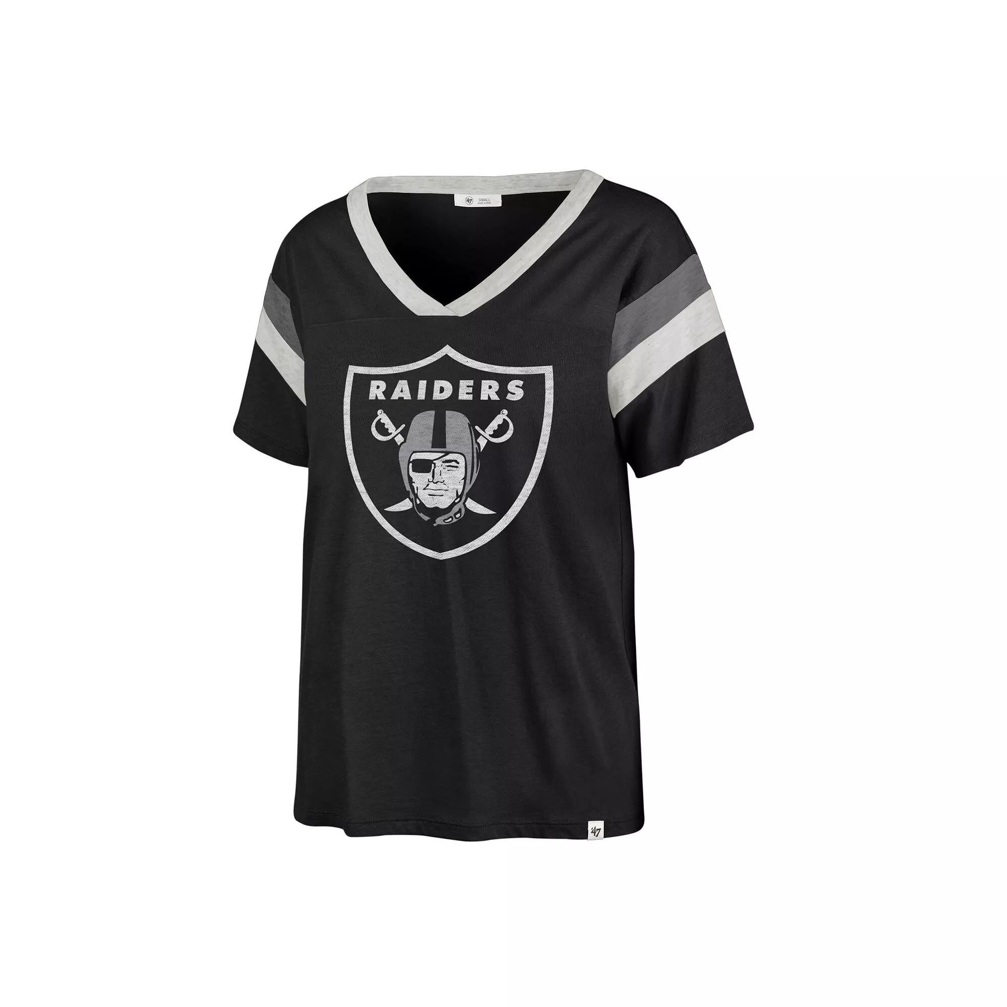 Women's '47 Black Las Vegas Raiders Phoenix V-Neck T-Shirt, Size: Medium, Lvr Black Product Image