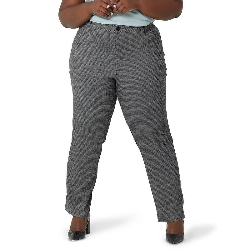 Plus Size Lee® Wrinkle-Free Pants, Women's, Size: 28 Tall, Black White Plaid Product Image