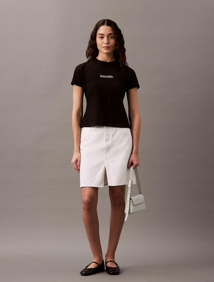 Calvin Klein Women's Overlap Logo Slim T-Shirt - Black - XS Product Image