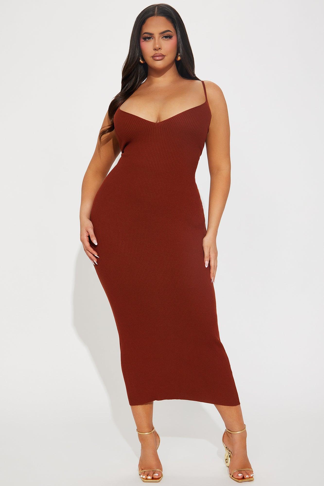 Dianne Sweater Midi Dress Set - Cognac Product Image
