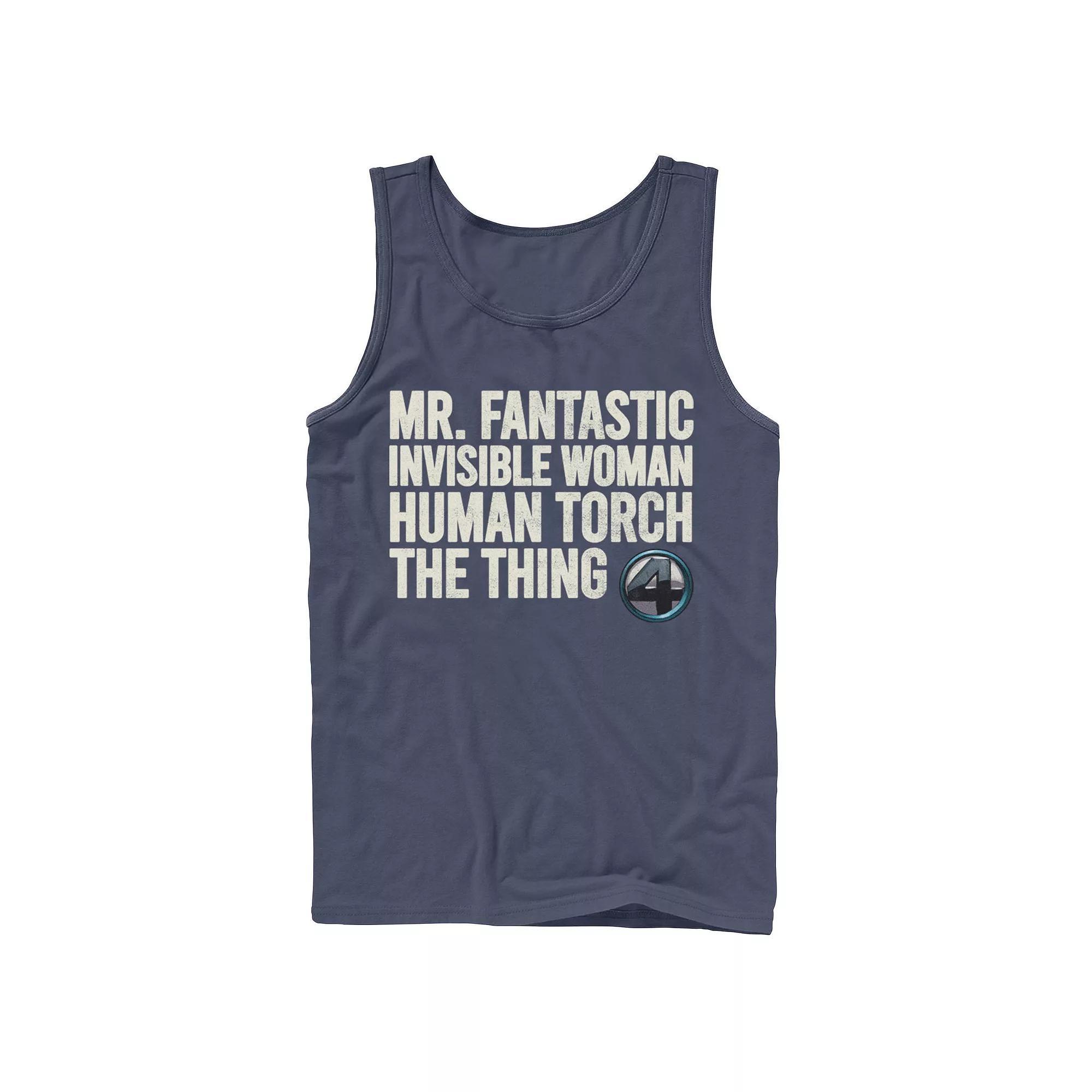 Mens Marvel Fantastic Four Team Name Stack Tank Top Blue Product Image
