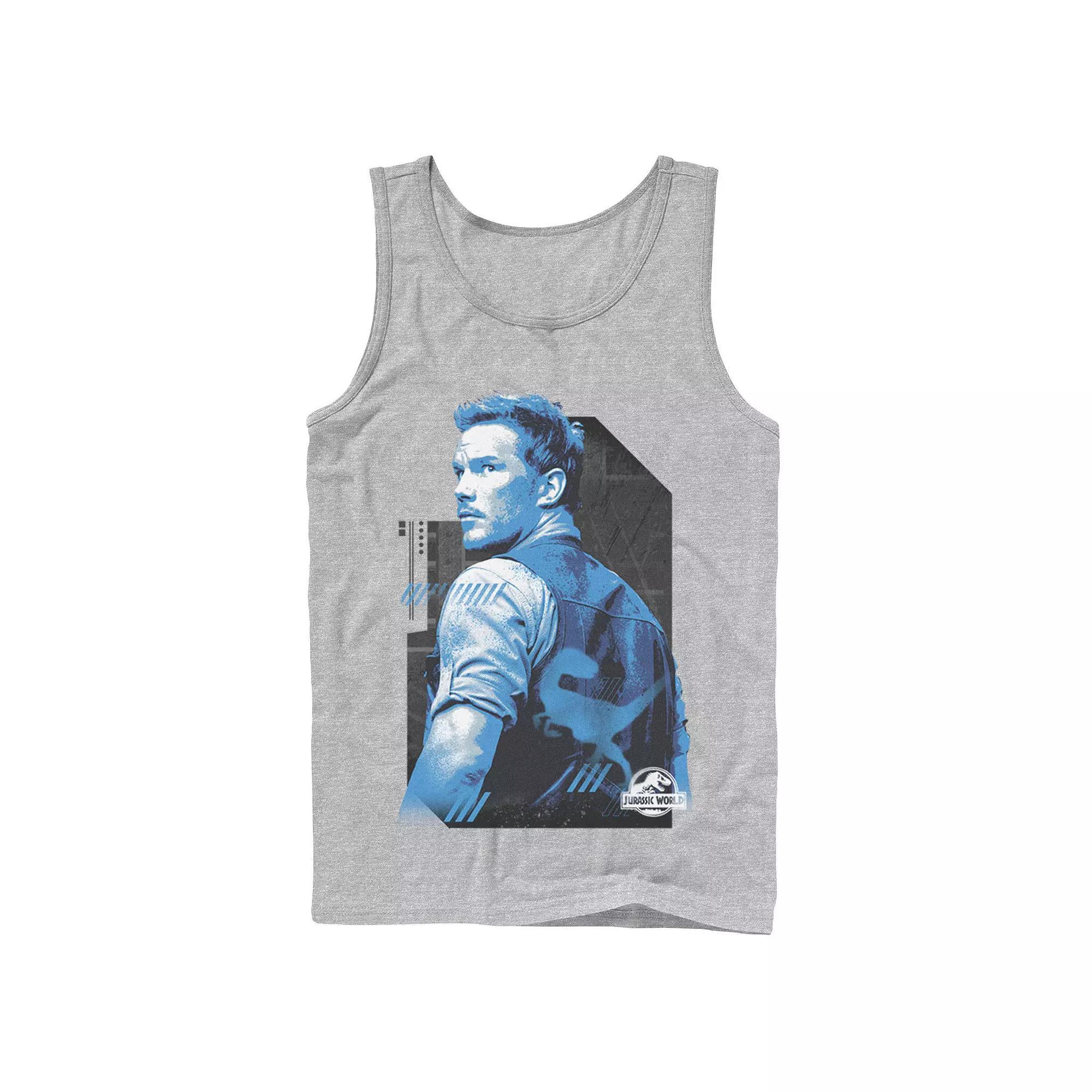 Men's Jurassic World Owen Blue Tone Portrait Tank Top, Size: Small, Grey Product Image