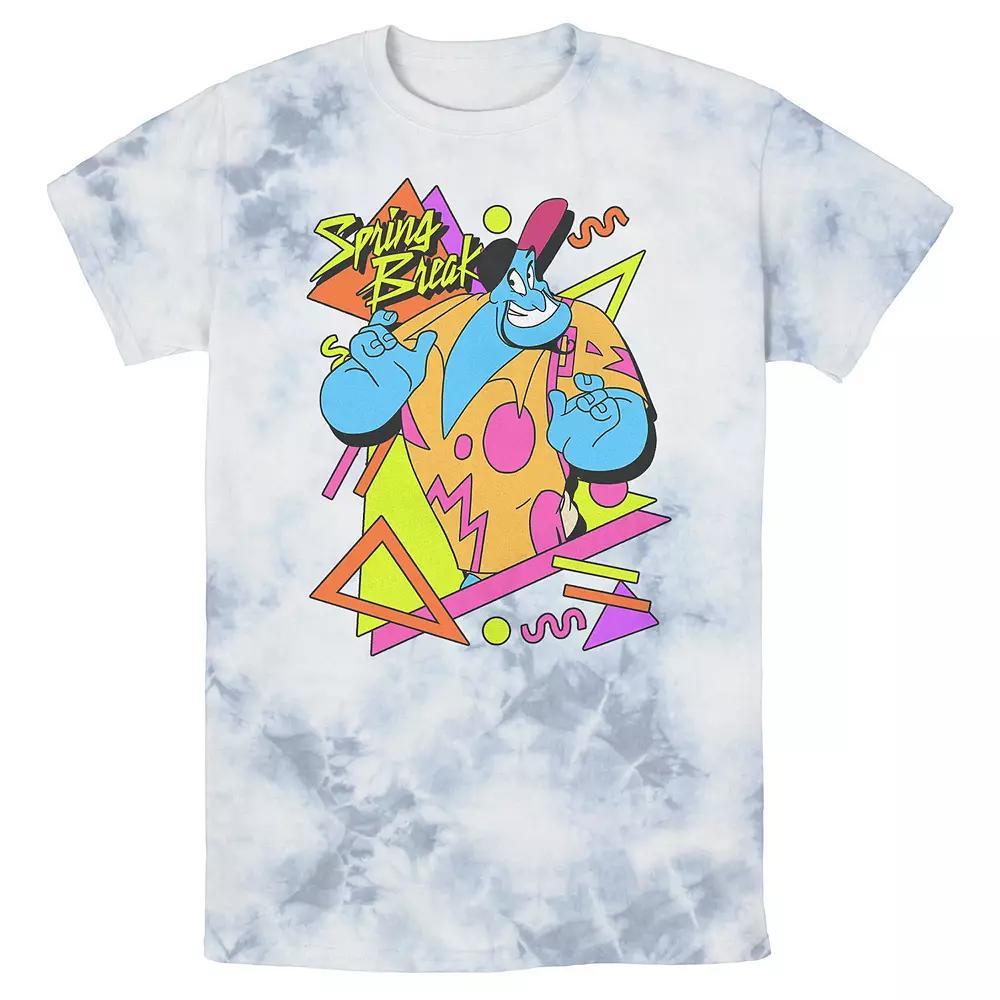 Men's Disney Aladdin Genie Spring Break Retro Portrait Bomabrd Wash Tee, Size: Medium, White Blue Product Image