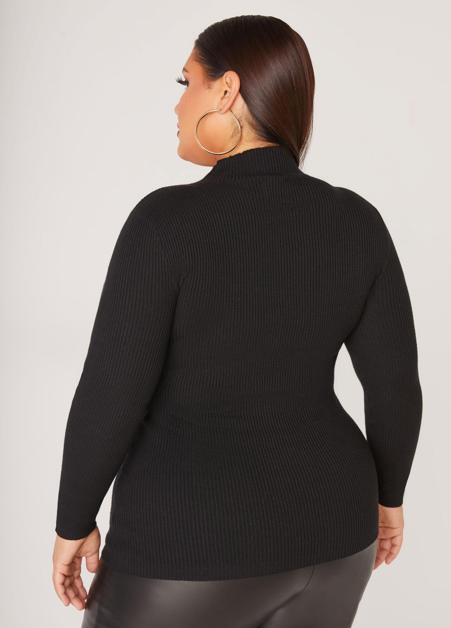 Plus Size Button Embellished Sweater Ashley Stewart Product Image